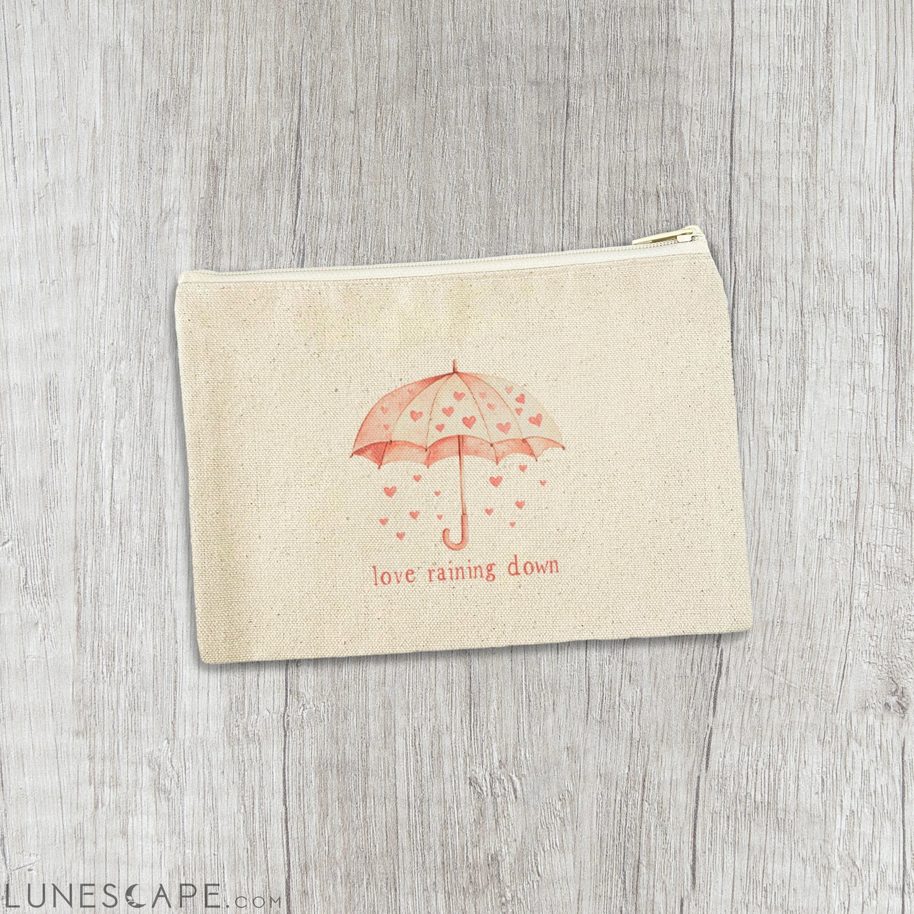 Love Raining Down - Valentine's Day Canvas Zipper Pouch LUNESCAPE