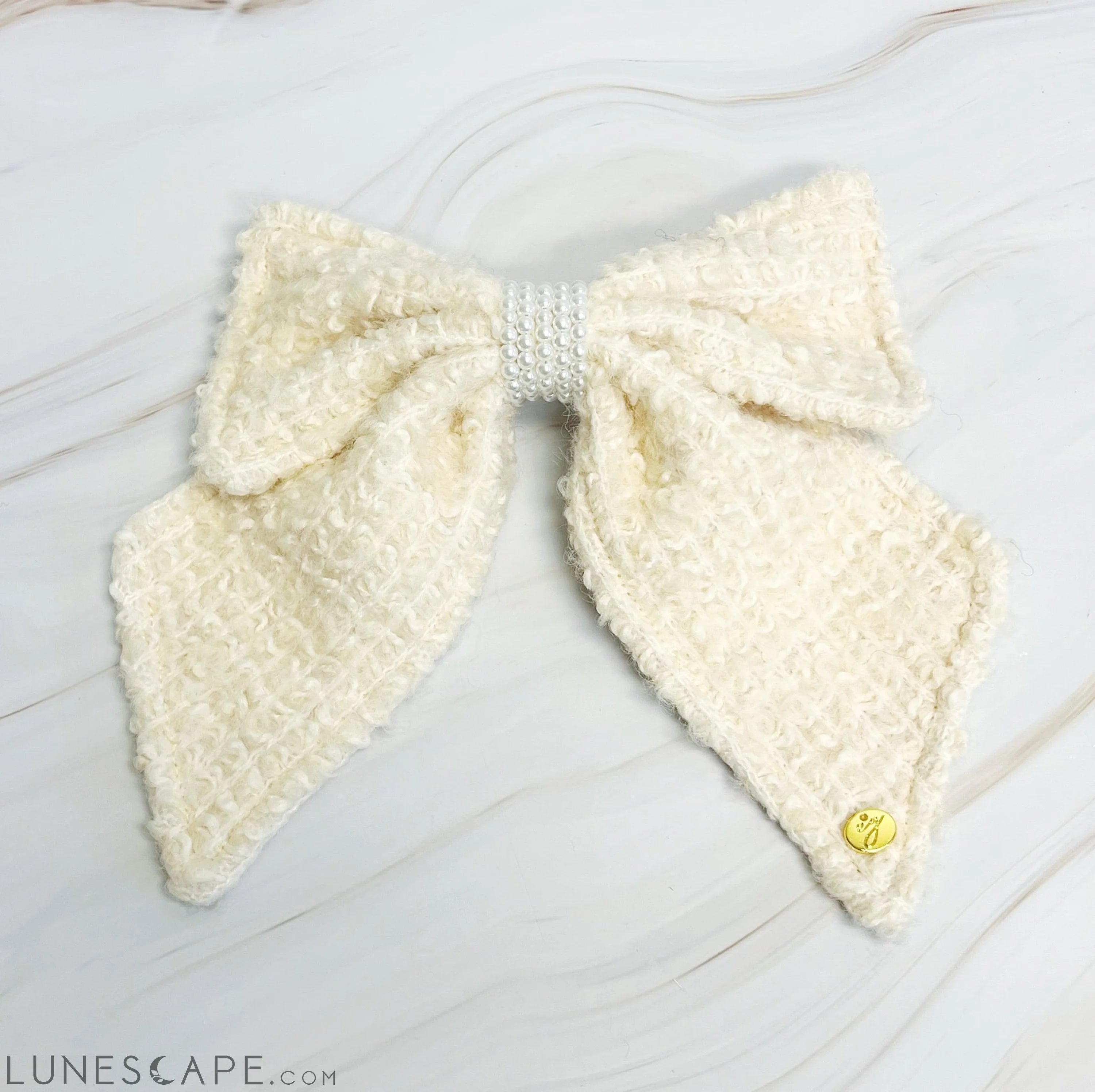 Lovely Tweed Bow Hair Clip LUNESCAPE