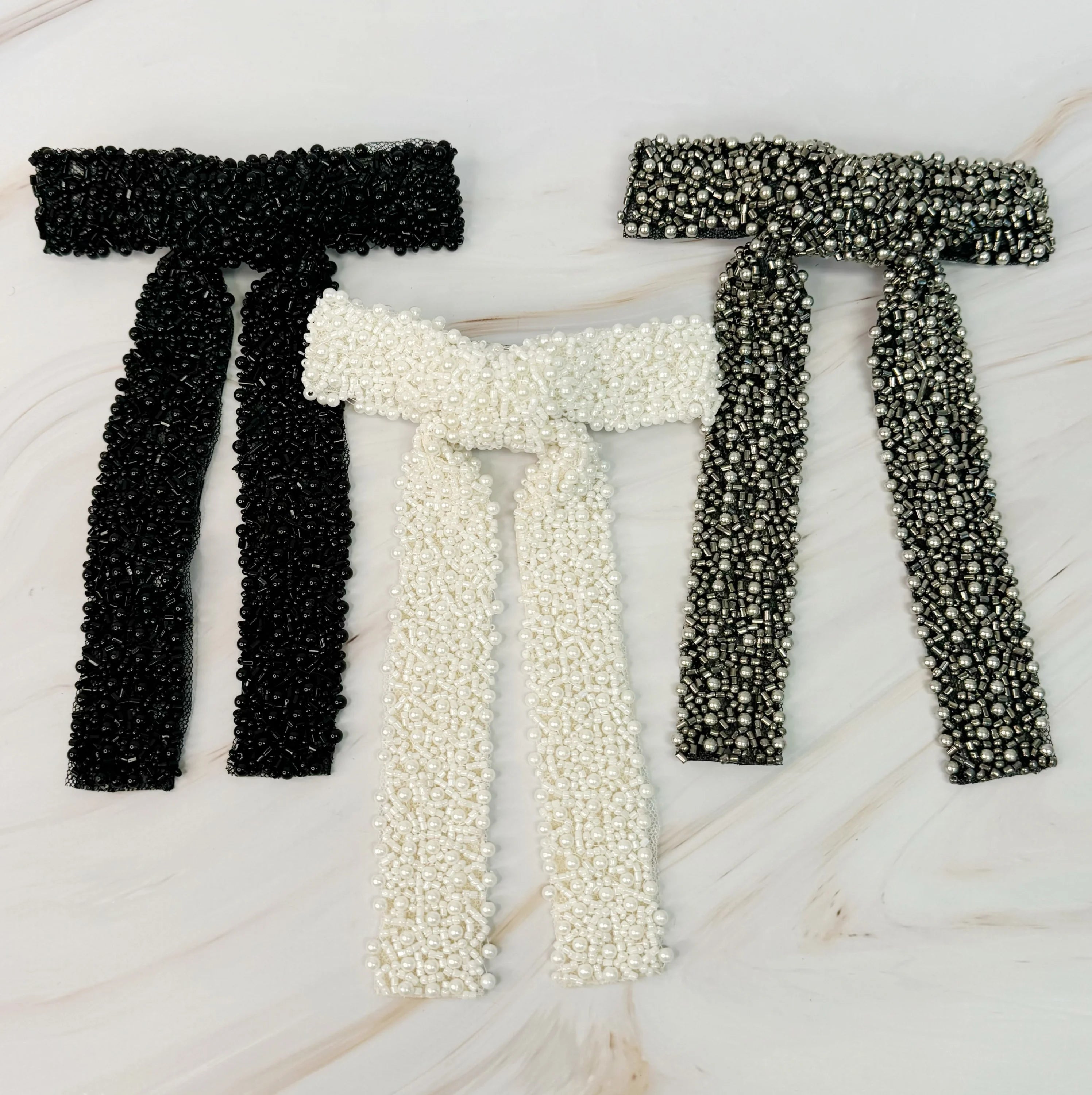 Luxe Beaded Pretty Bow Hair Clip LUNESCAPE