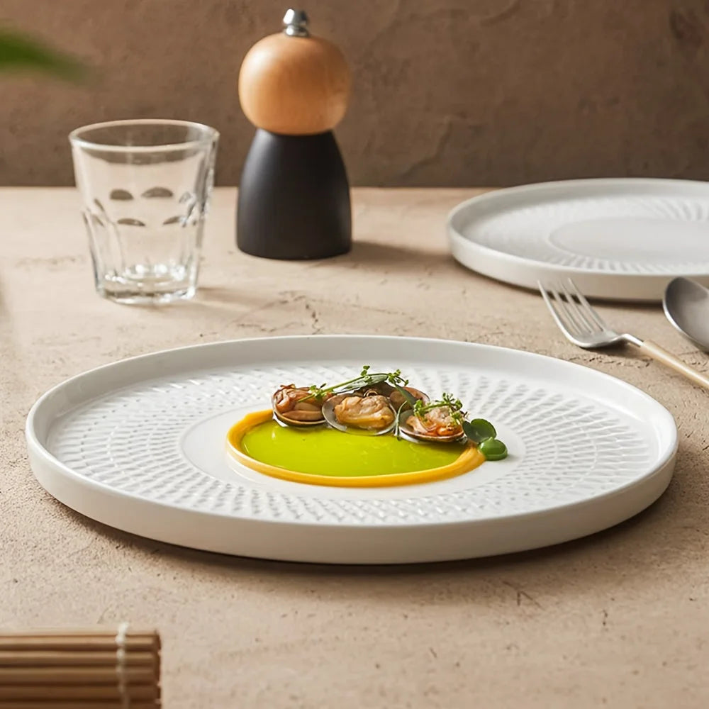 Luxurious Round Ceramic Dinner Plates for Gourmet Dining LUNESCAPE