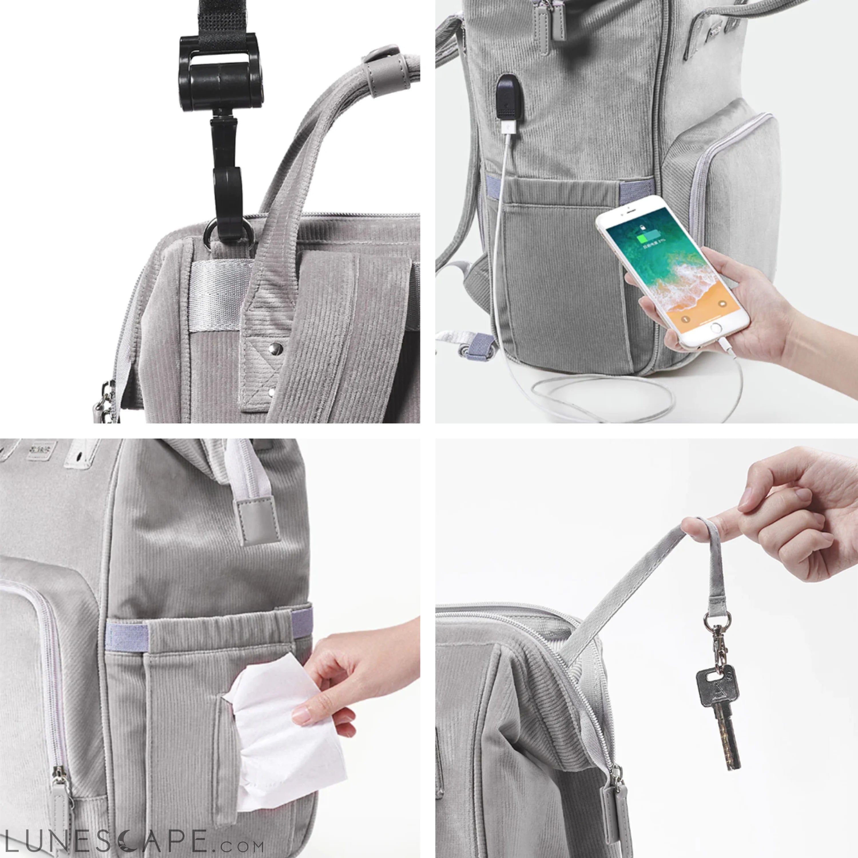 Luxurious Velvet Diaper Backpack LUNESCAPE