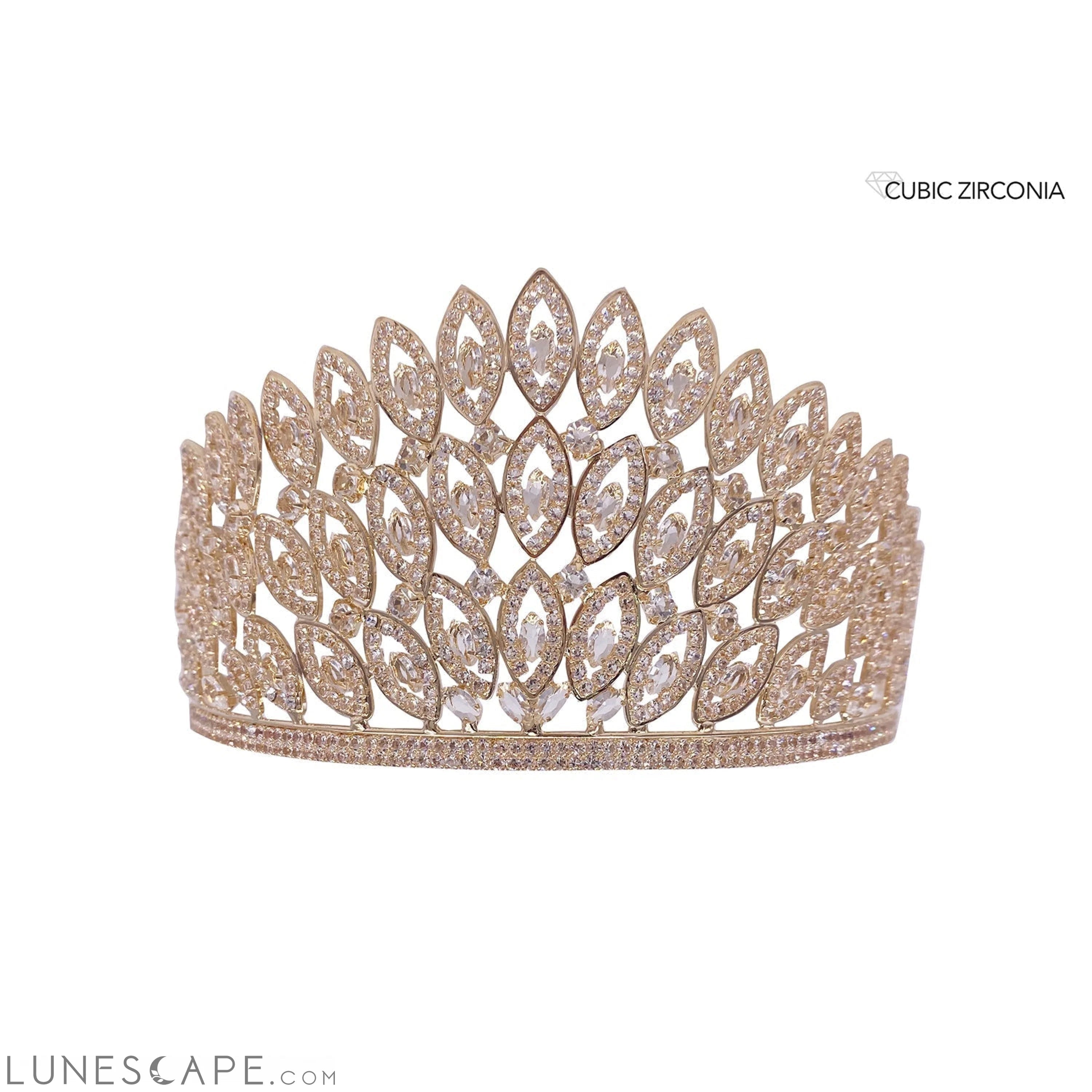 Luxury Cubic Zirconia Crown Tiara LUNESCAPE