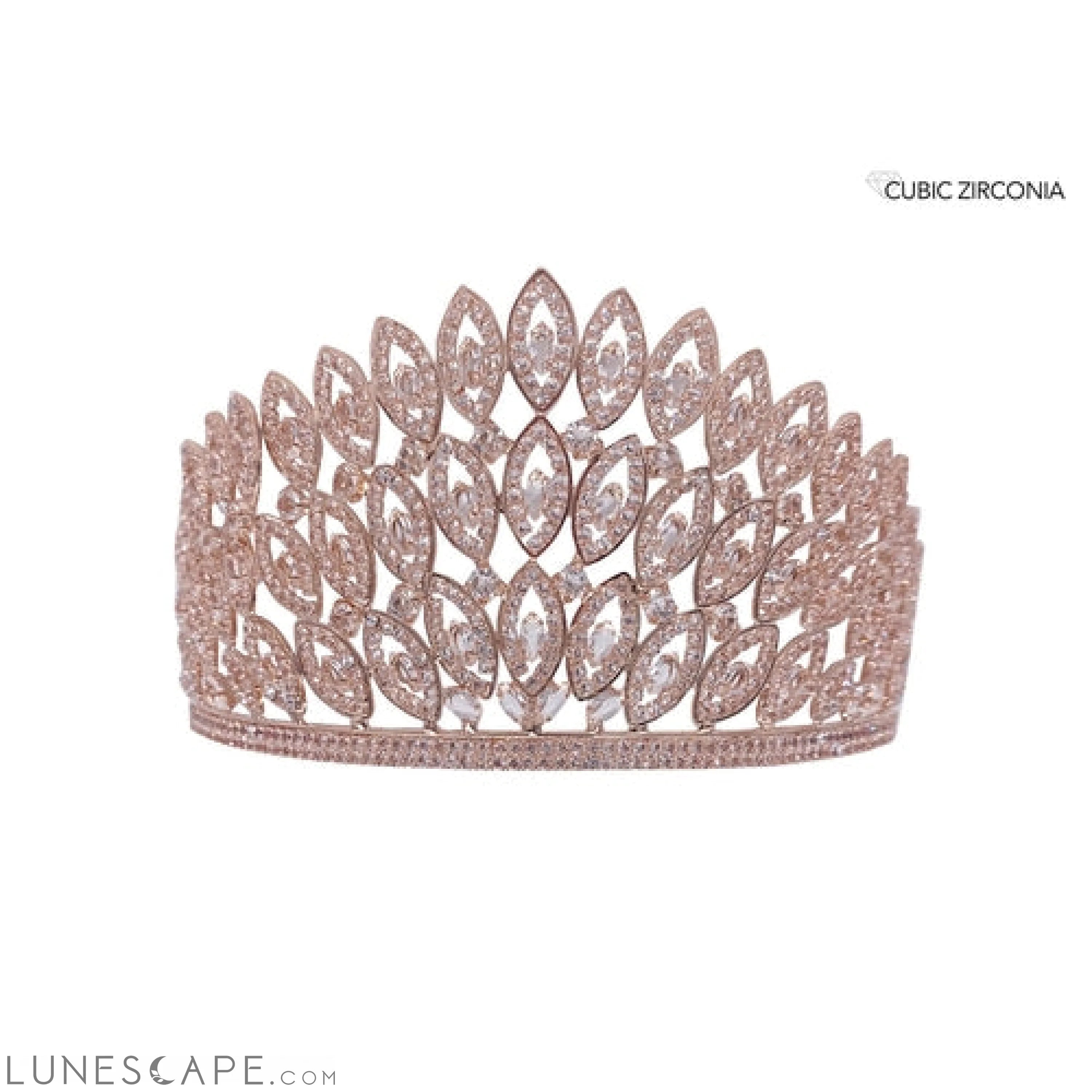 Luxury Cubic Zirconia Crown Tiara LUNESCAPE