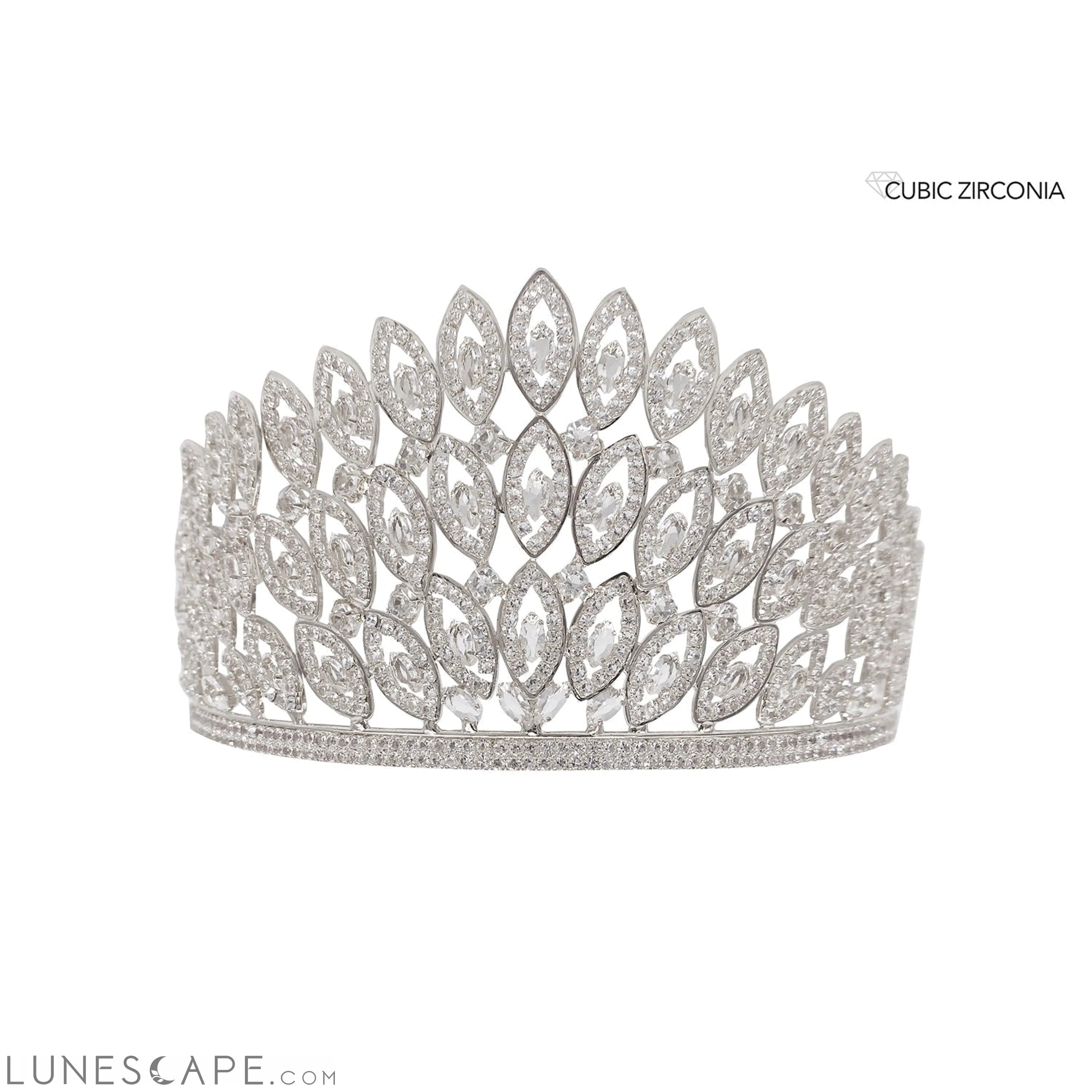 Luxury Cubic Zirconia Crown Tiara LUNESCAPE