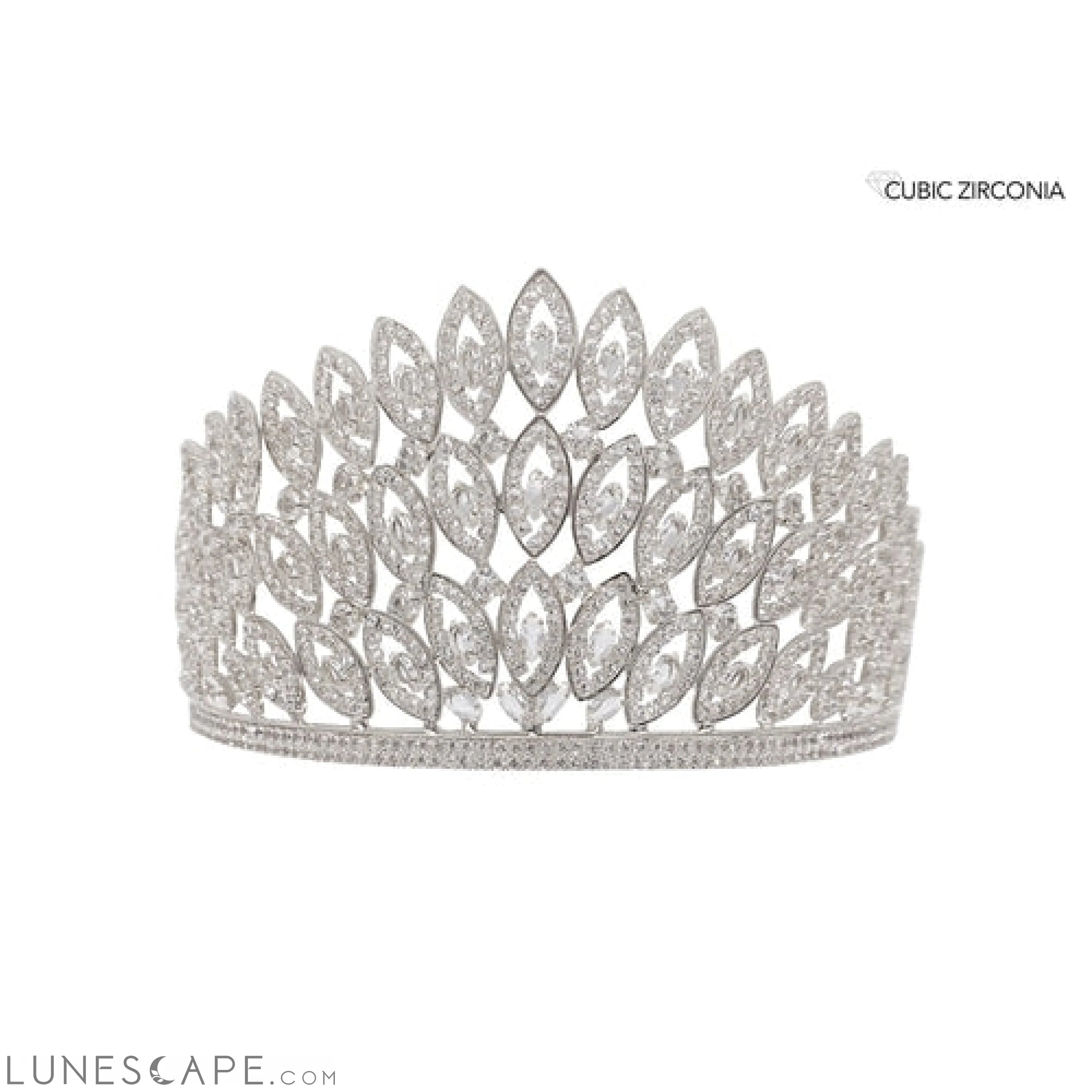 Luxury Cubic Zirconia Crown Tiara LUNESCAPE