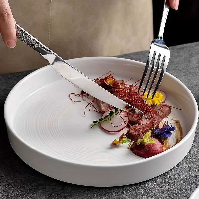 Luxury Oval Nordic White Ceramic Dinner Plate LUNESCAPE