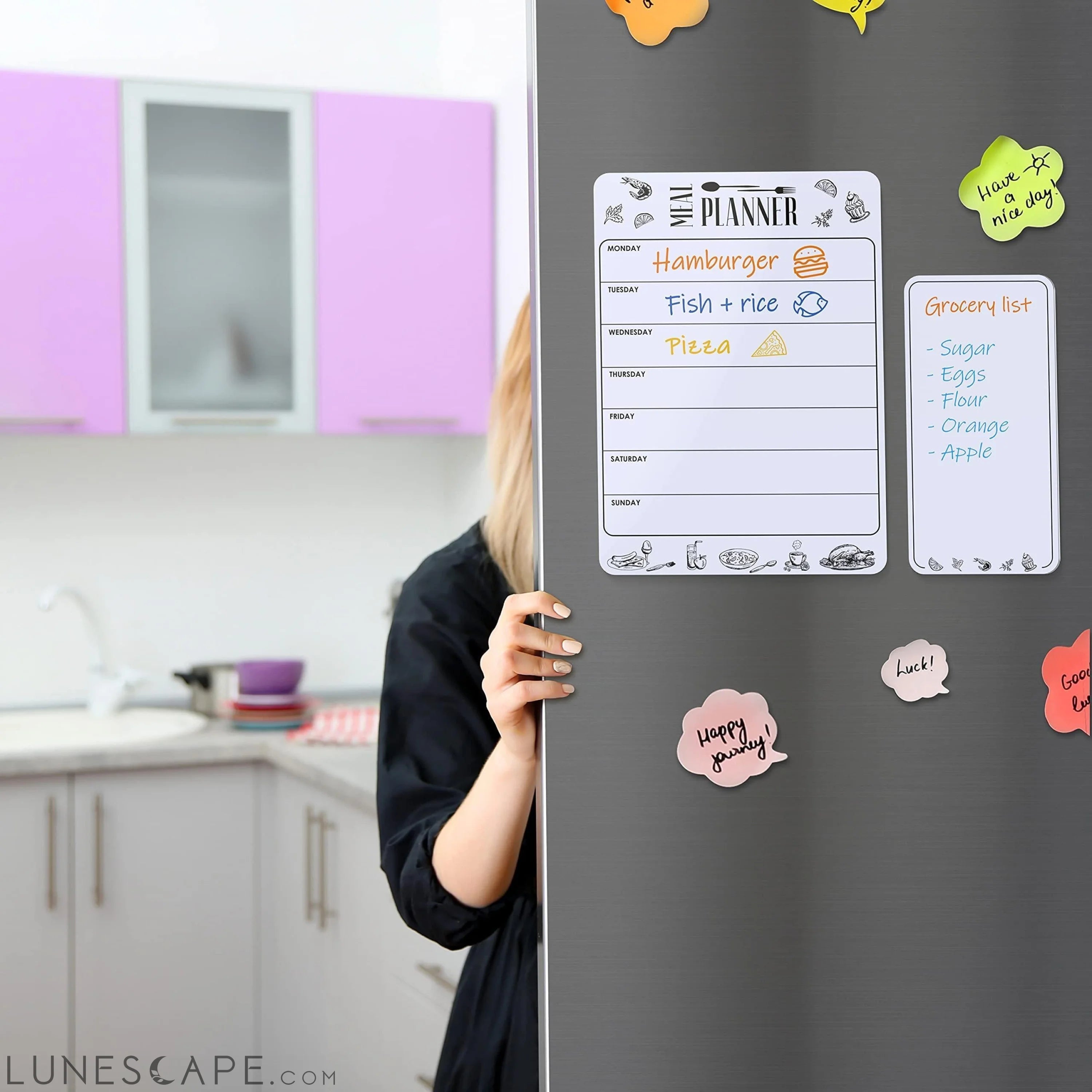 Magnetic Grocery List for Fridge Dry Erase Small Grocery Shopping LUNESCAPE