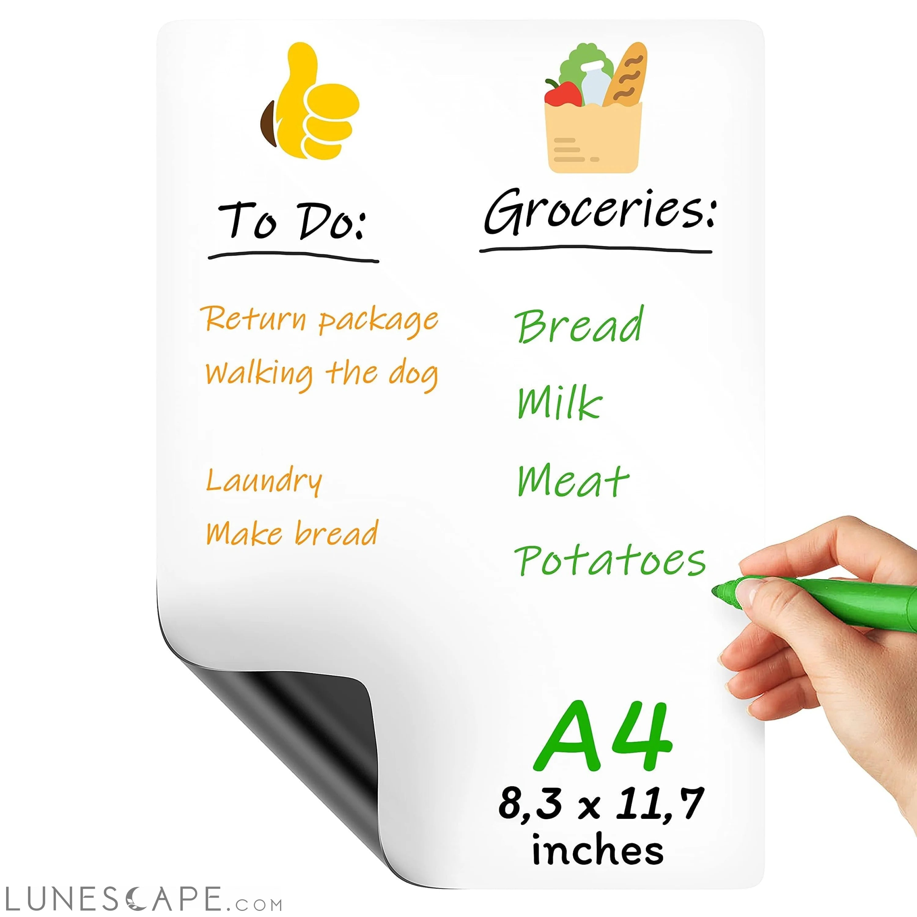 Magnetic Whiteboard for Fridge 8.5x12 inch A4 Magnetic Dry Erase LUNESCAPE