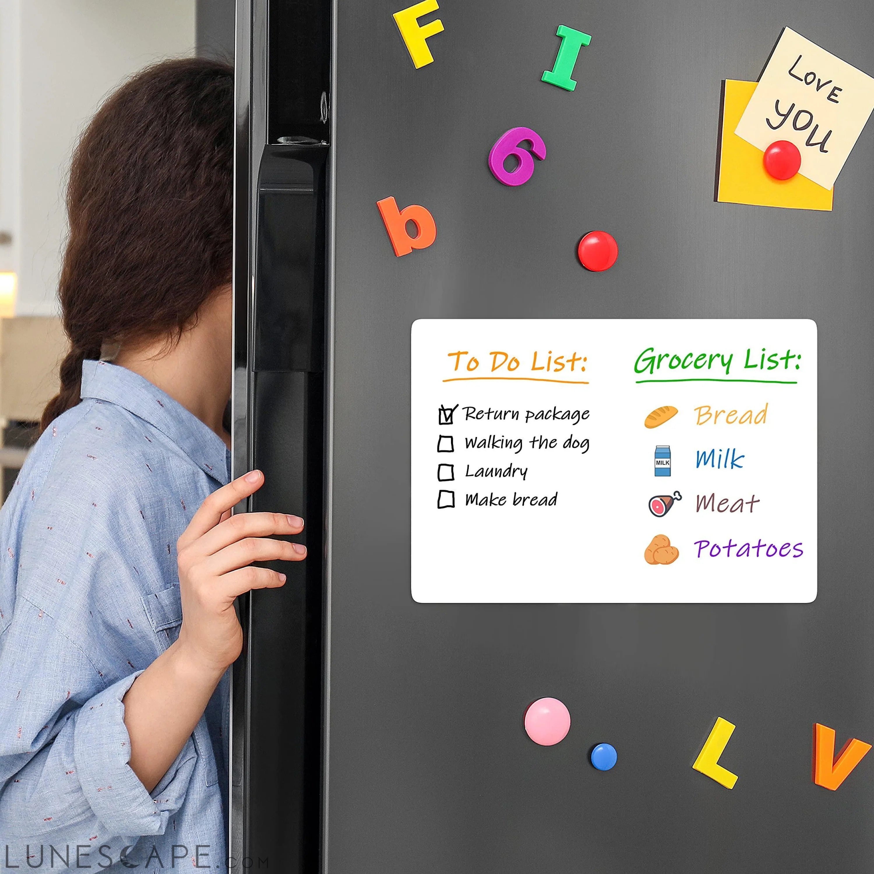 Magnetic Whiteboard for Fridge 8.5x12 inch A4 Magnetic Dry Erase LUNESCAPE