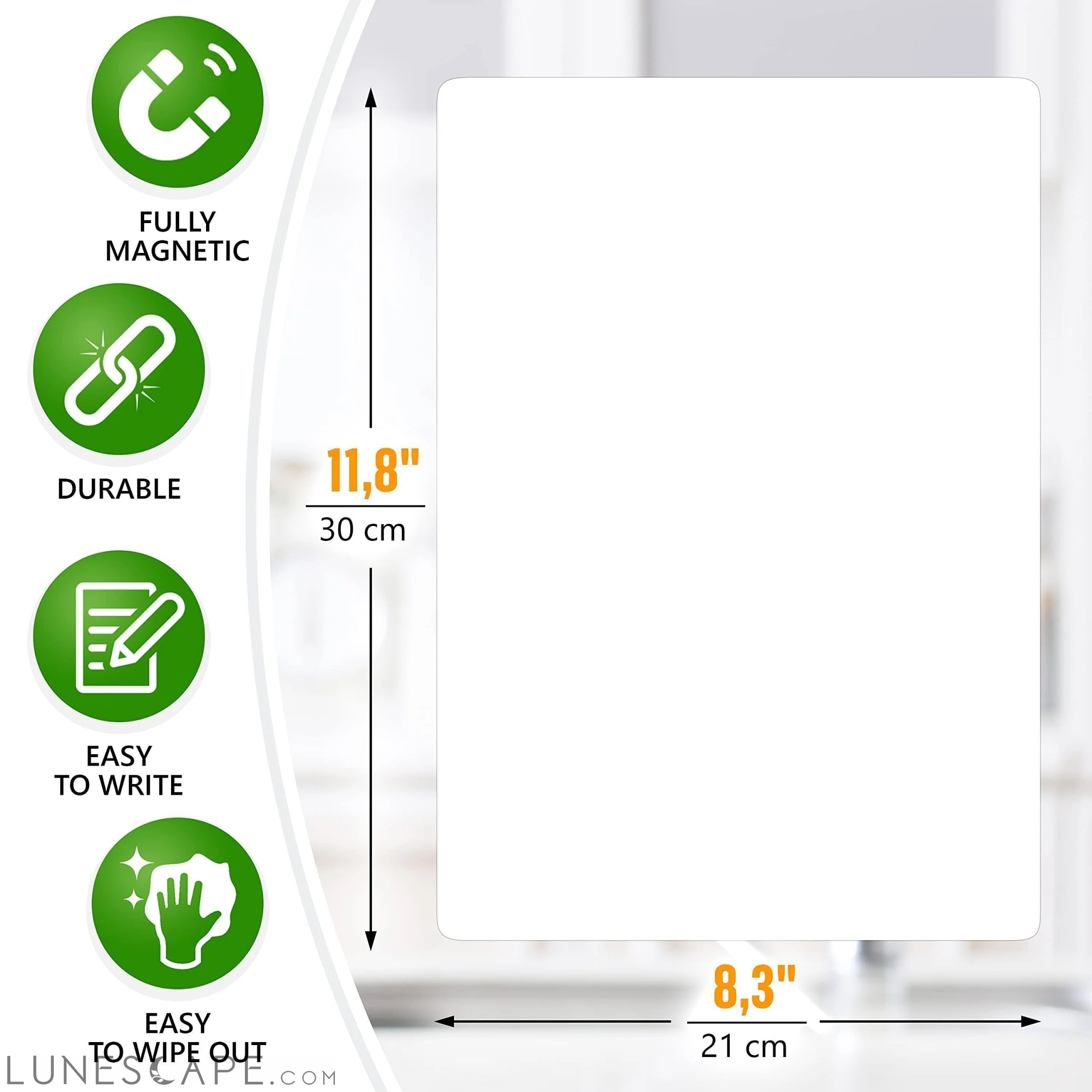 Magnetic Whiteboard for Fridge 8.5x12 inch A4 Magnetic Dry Erase LUNESCAPE
