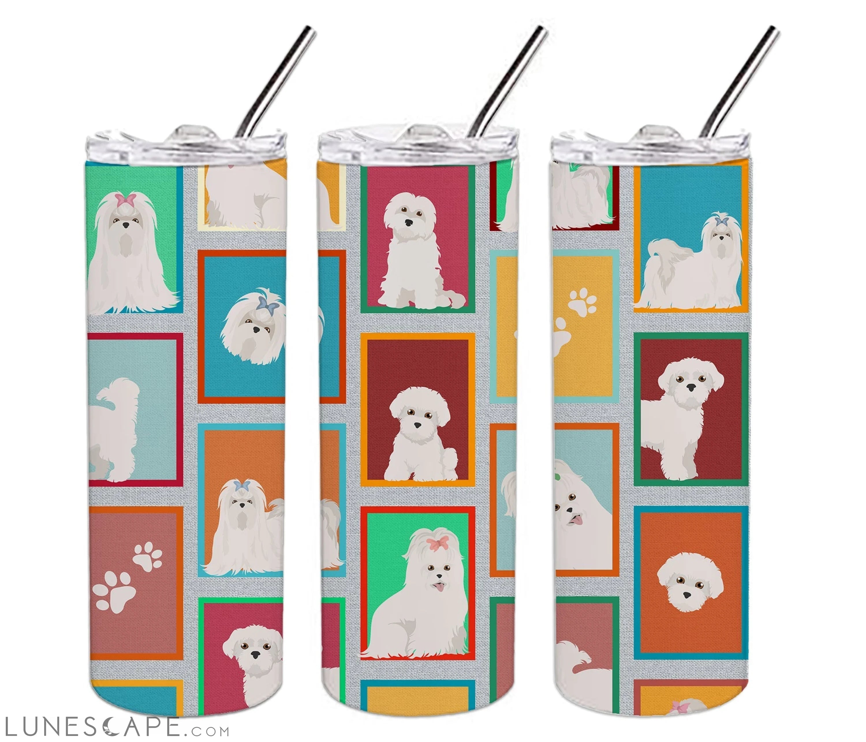 Maltese Stainless Steel Skinny Tumbler Travel Mug LUNESCAPE