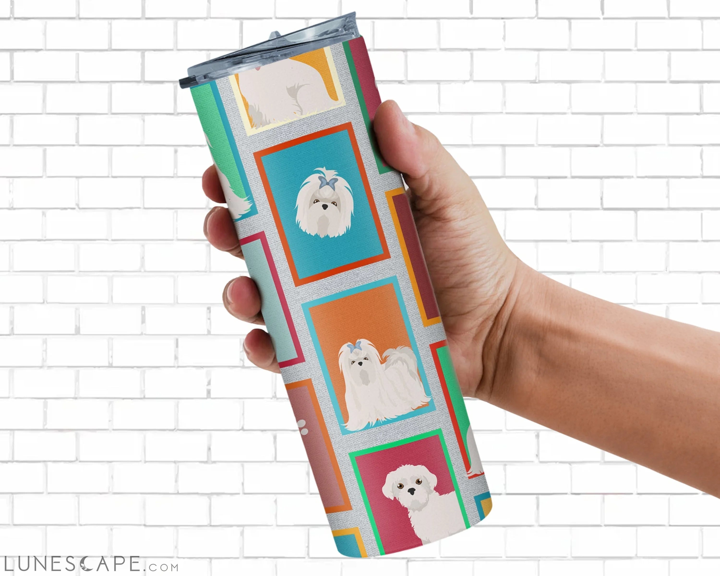 Maltese Stainless Steel Skinny Tumbler Travel Mug LUNESCAPE