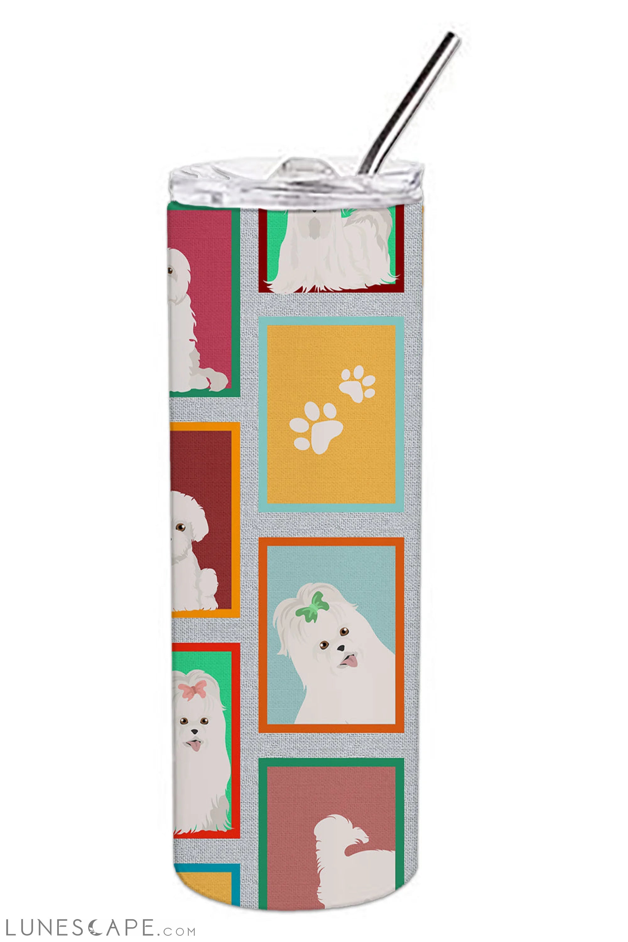 Maltese Stainless Steel Skinny Tumbler Travel Mug LUNESCAPE