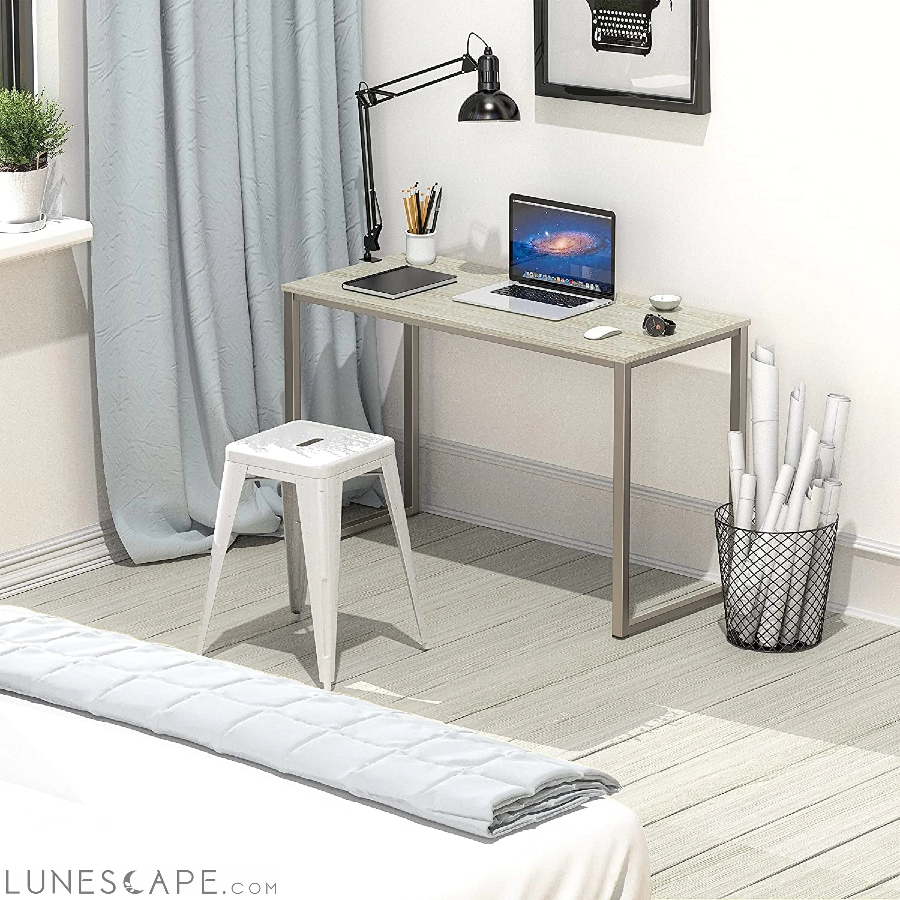 Maple Desk for Home Office, 32-Inch LUNESCAPE