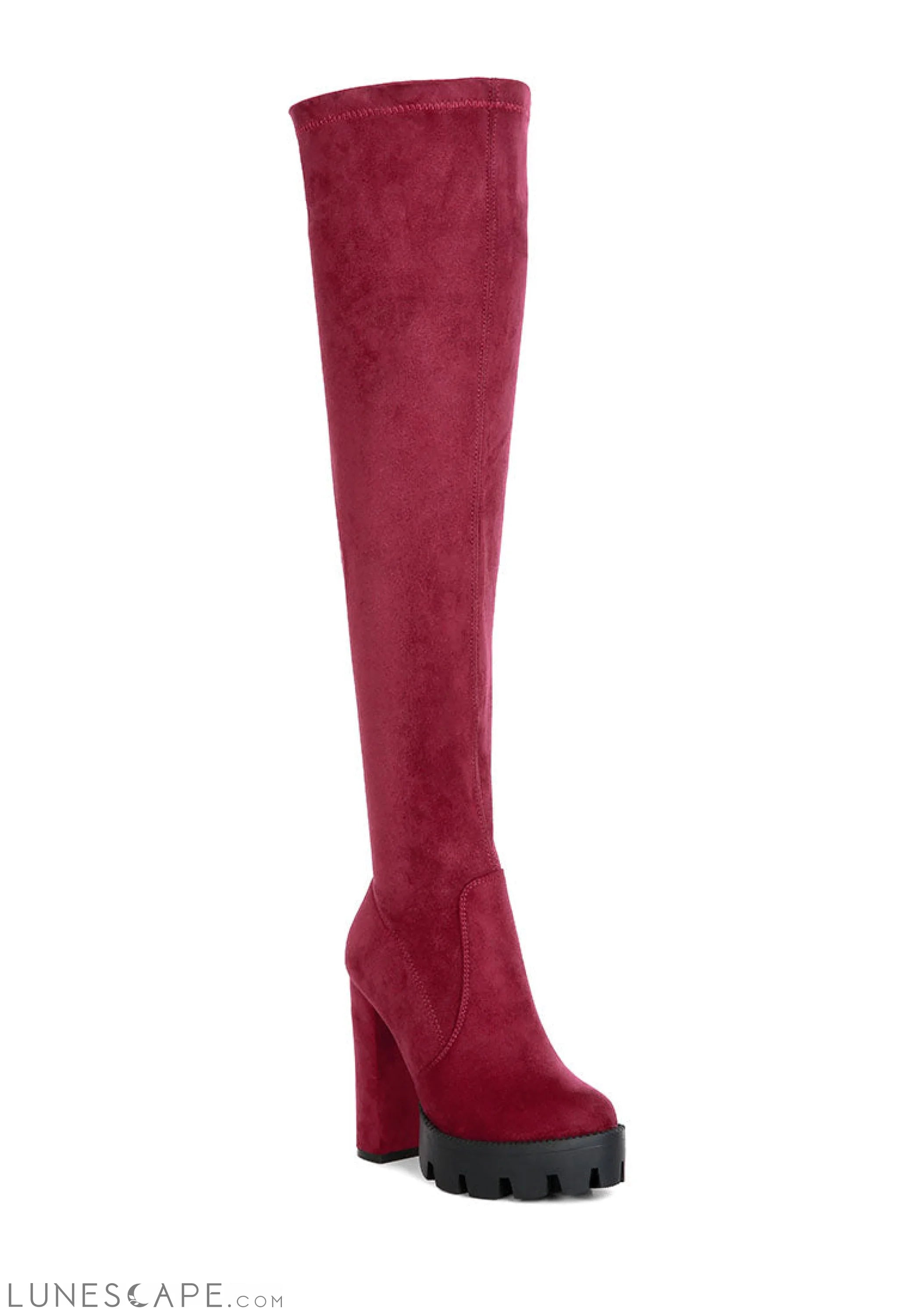Maple Faux Suede Long Boots LUNESCAPE