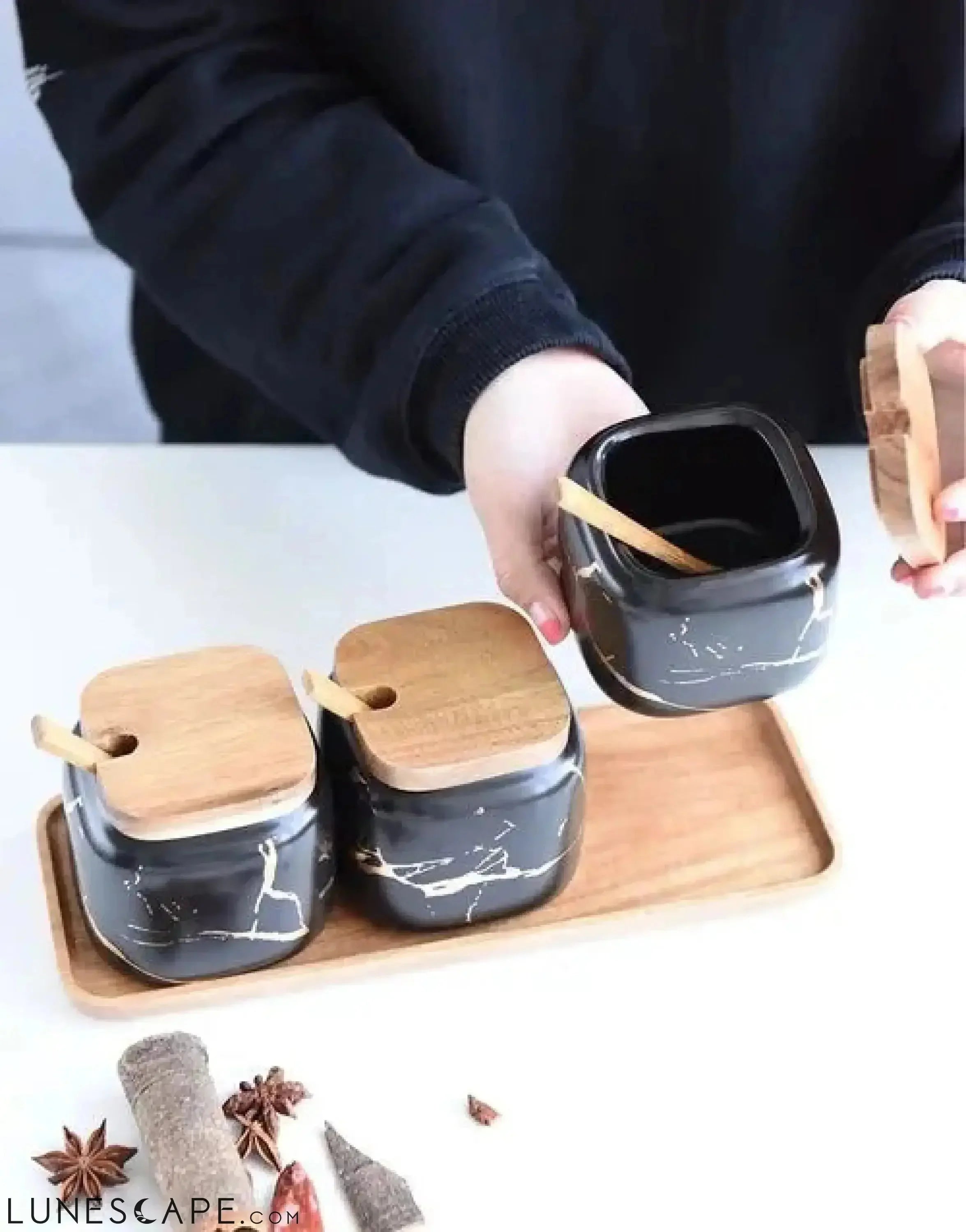 Marble Pattern Ceramic Spice Jars LUNESCAPE