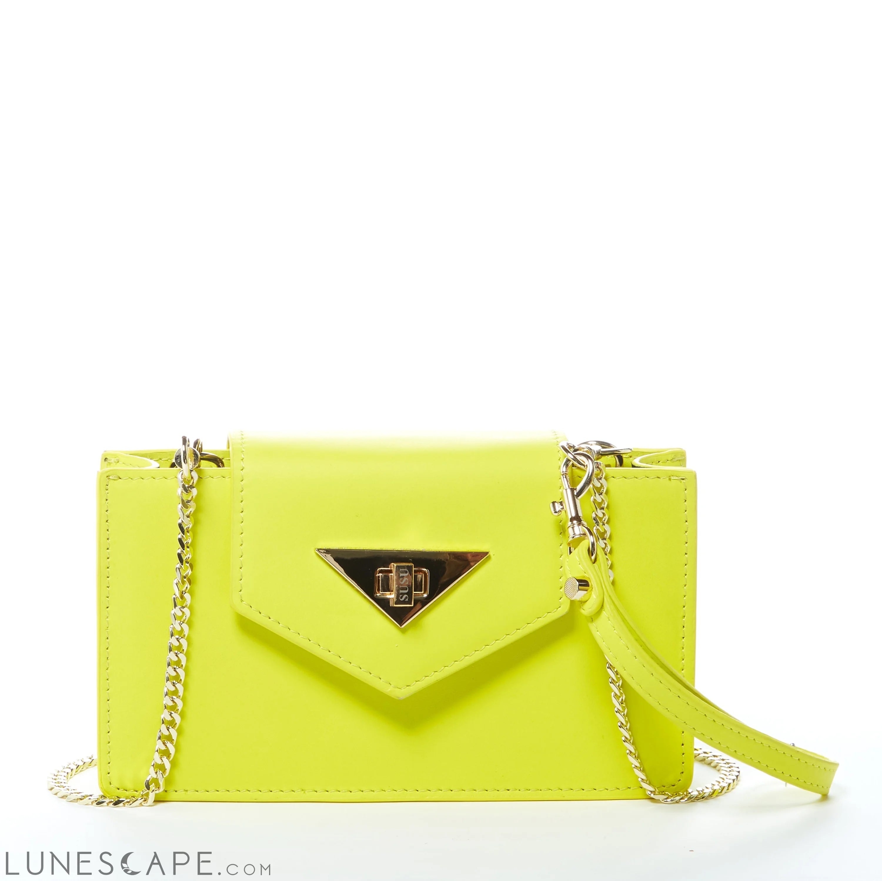 Mary Bright Yellow Small Crossbody Leather Wristlet LUNESCAPE