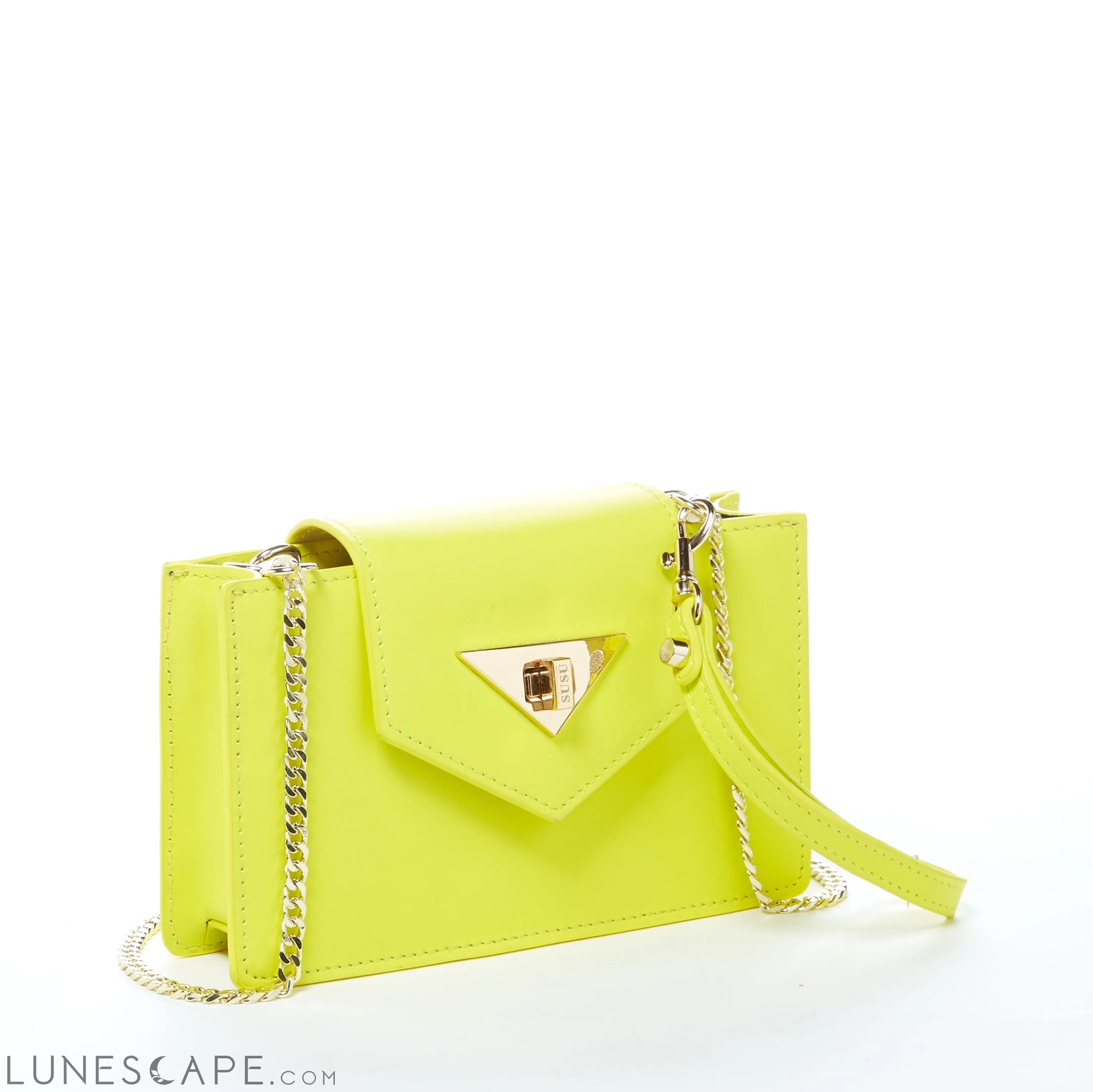 Mary Bright Yellow Small Crossbody Leather Wristlet LUNESCAPE