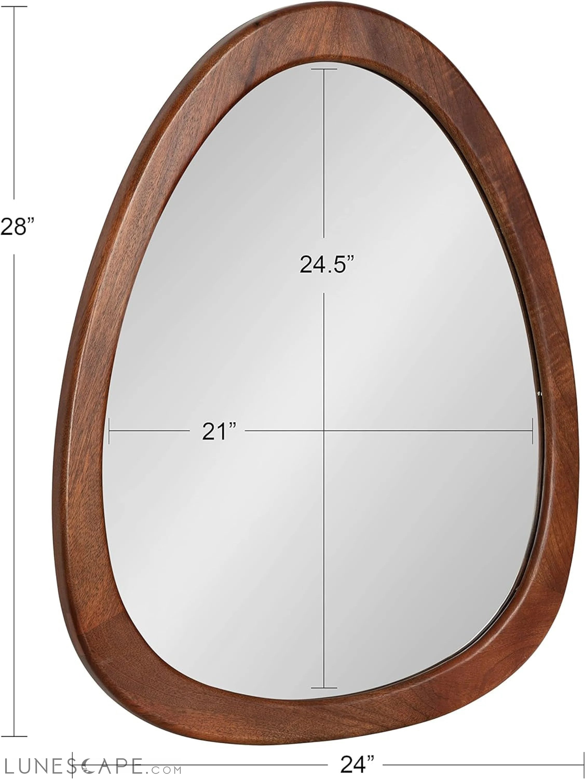 Mckinder Asymmetrical Wood Wall Mirror, 24 X 28, Walnut Brown, LUNESCAPE