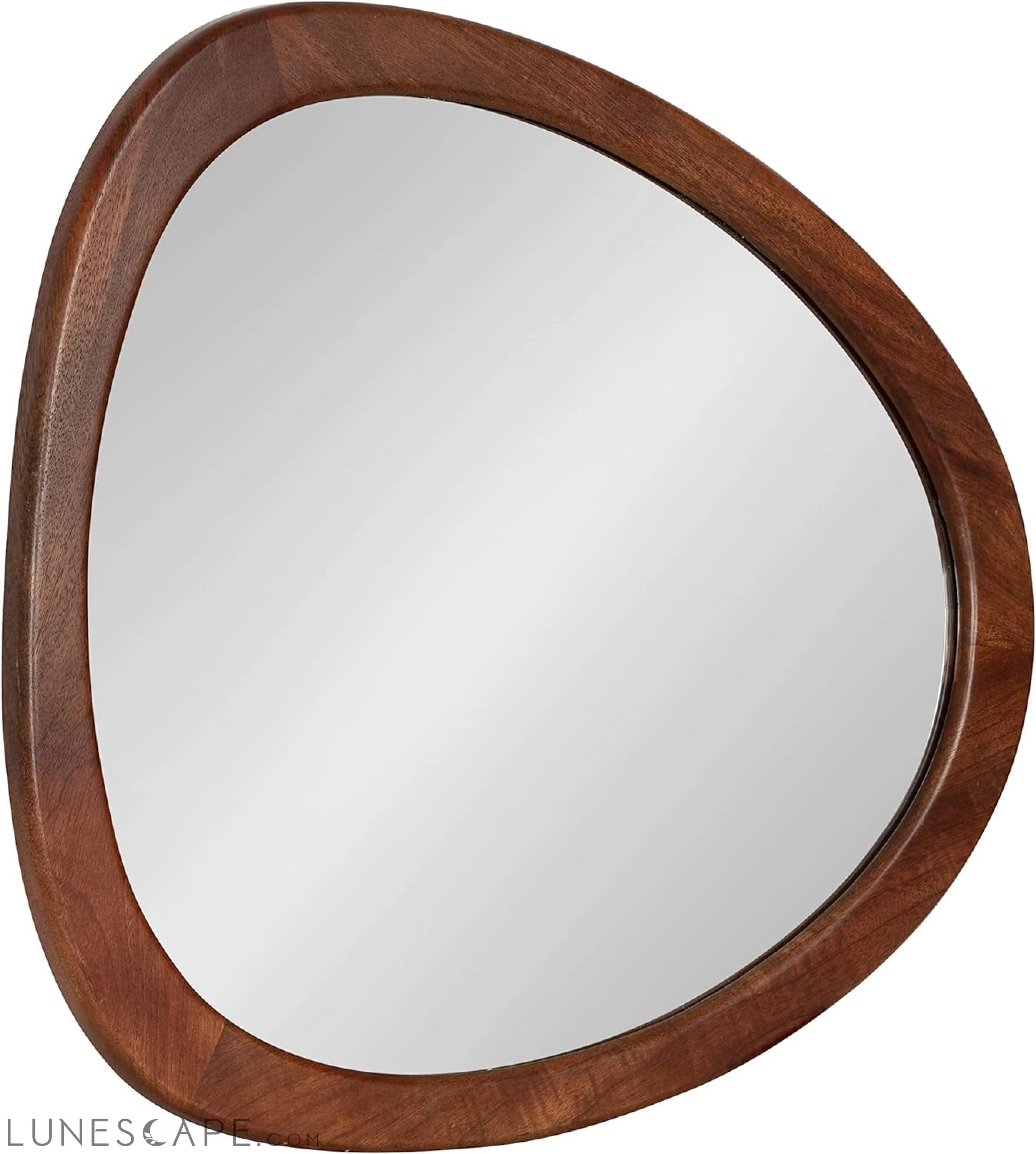 Mckinder Asymmetrical Wood Wall Mirror, 24 X 28, Walnut Brown, LUNESCAPE