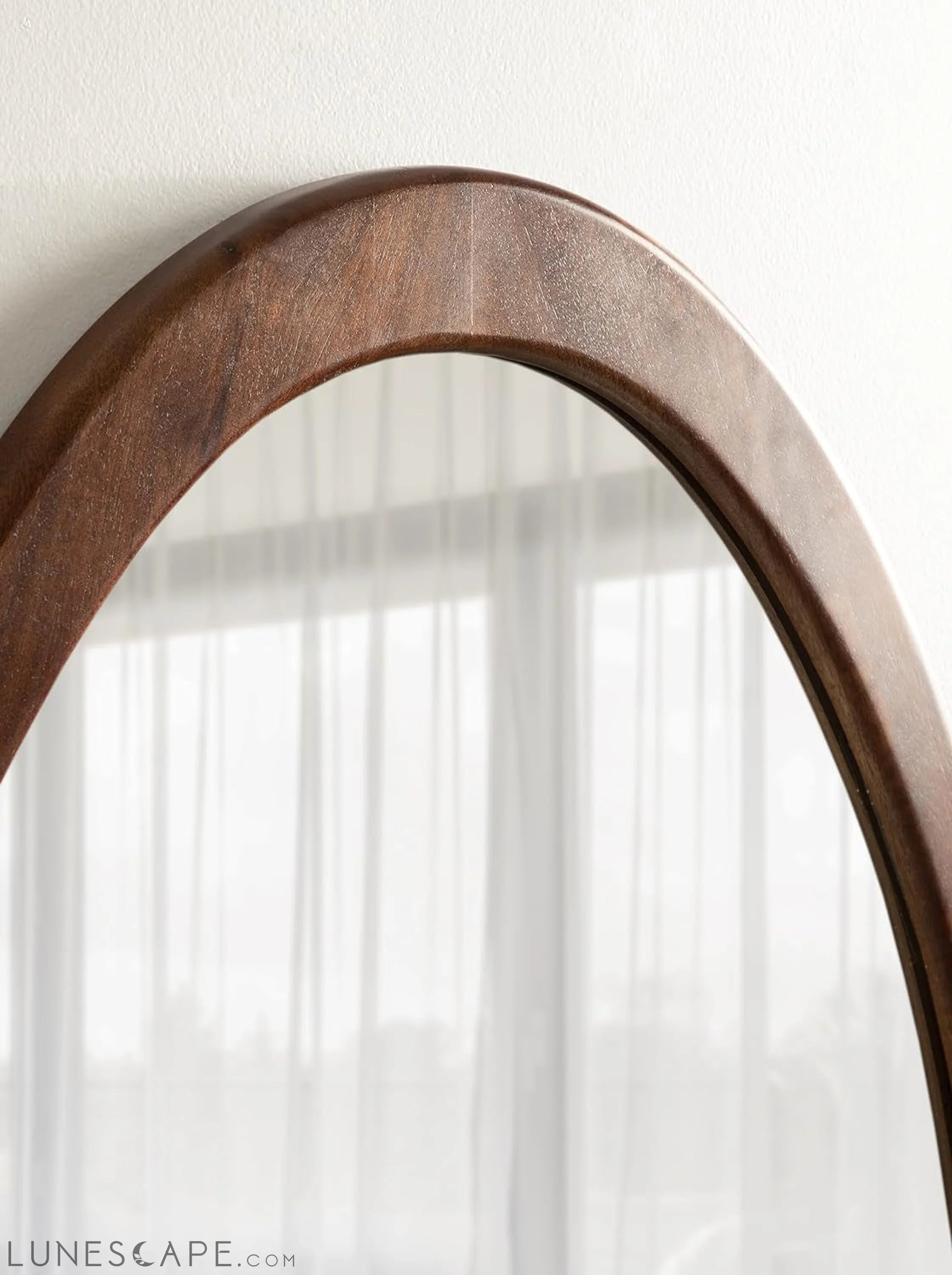 Mckinder Asymmetrical Wood Wall Mirror, 24 X 28, Walnut Brown, LUNESCAPE