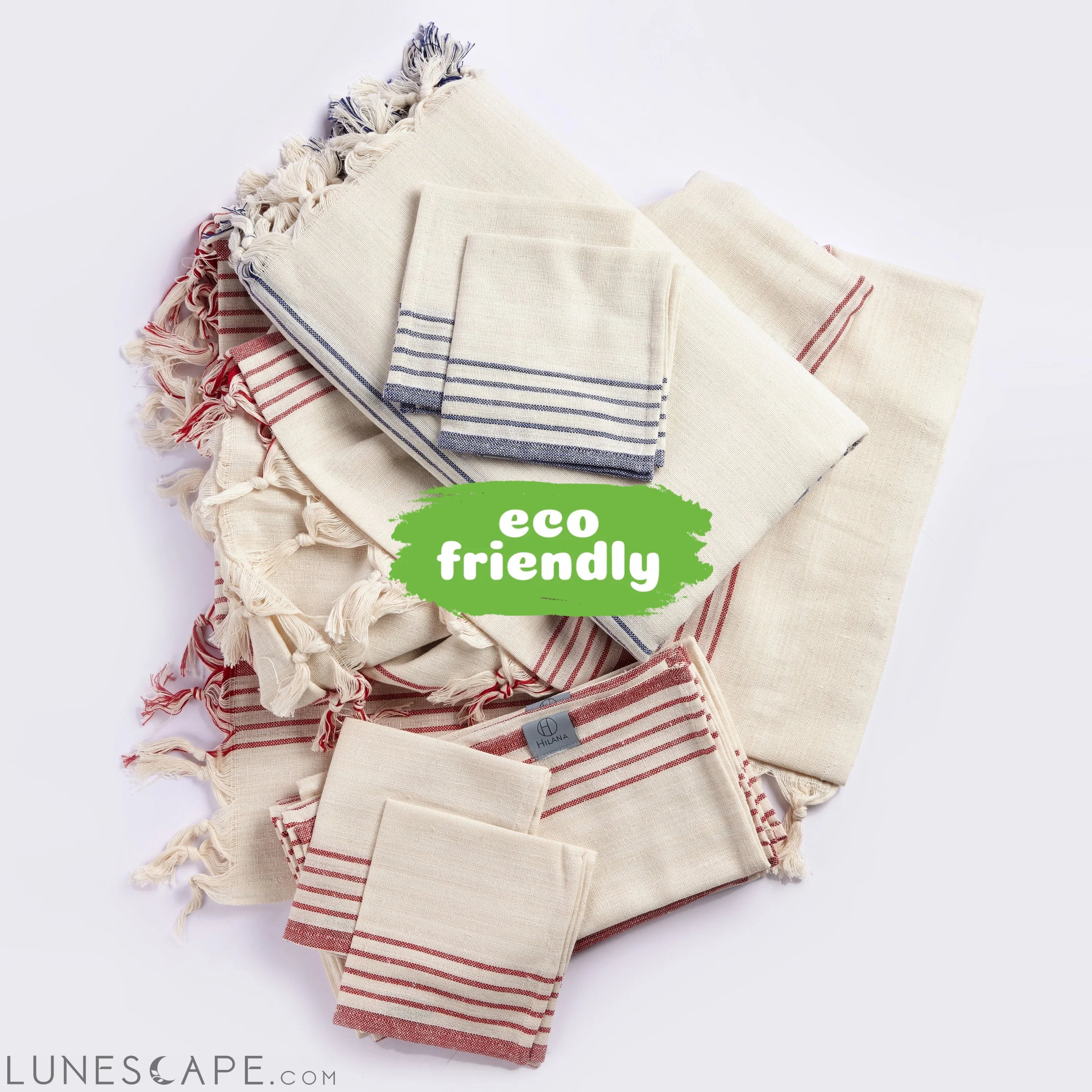 Mediterranean Style Tablecloth & Napkin Set (Red) LUNESCAPE
