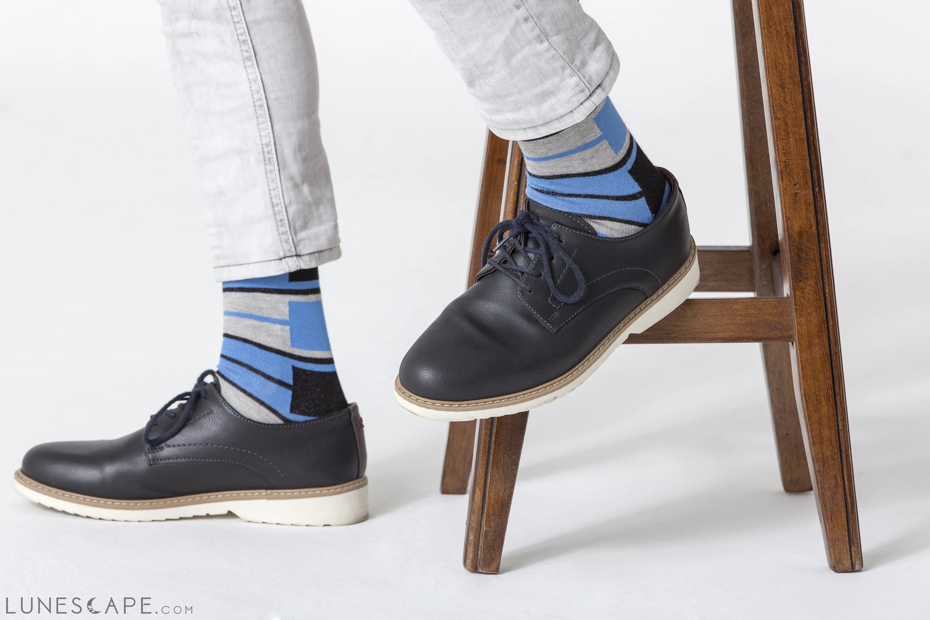 Men's Blue Patterned Socks LUNESCAPE