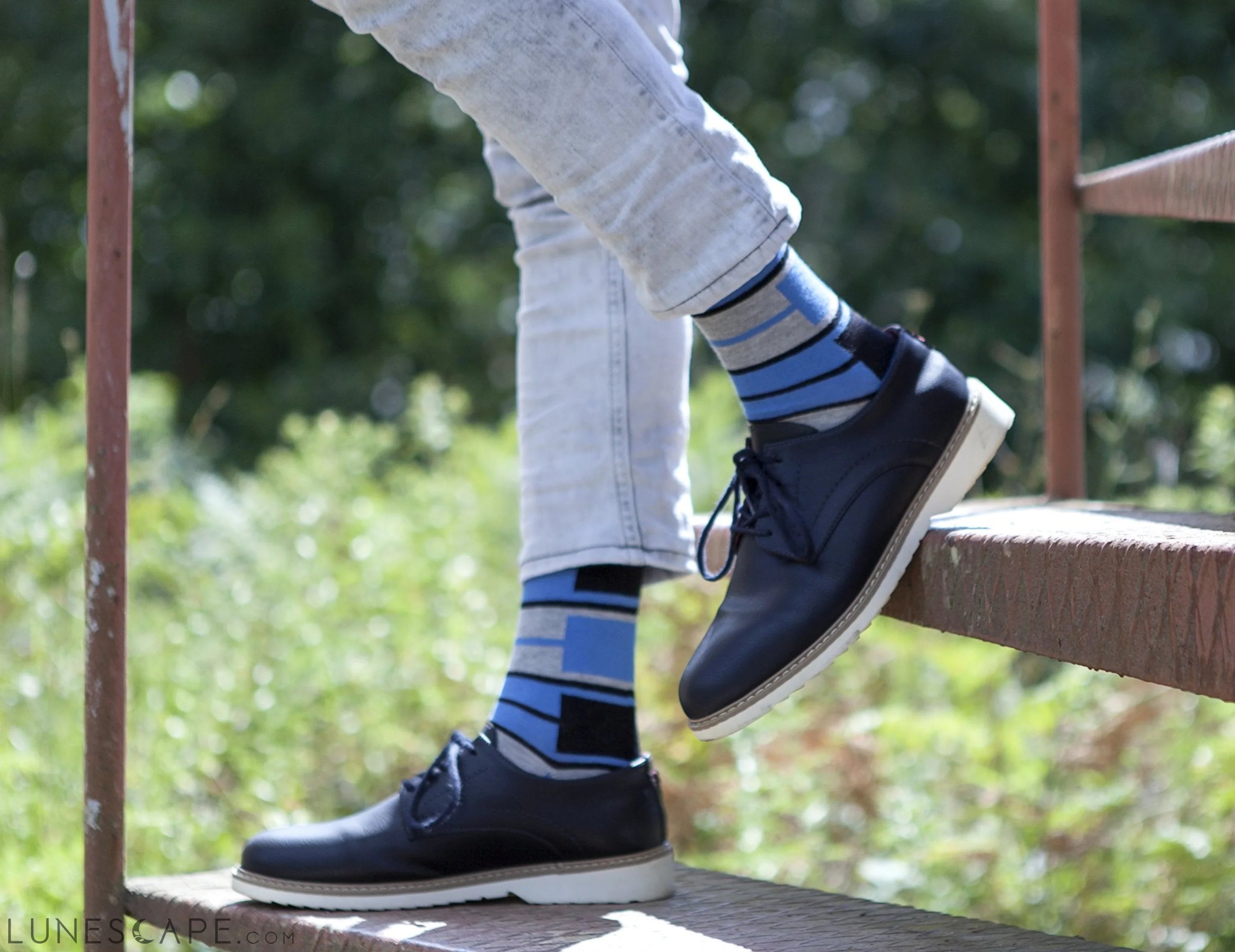 Men's Blue Patterned Socks LUNESCAPE