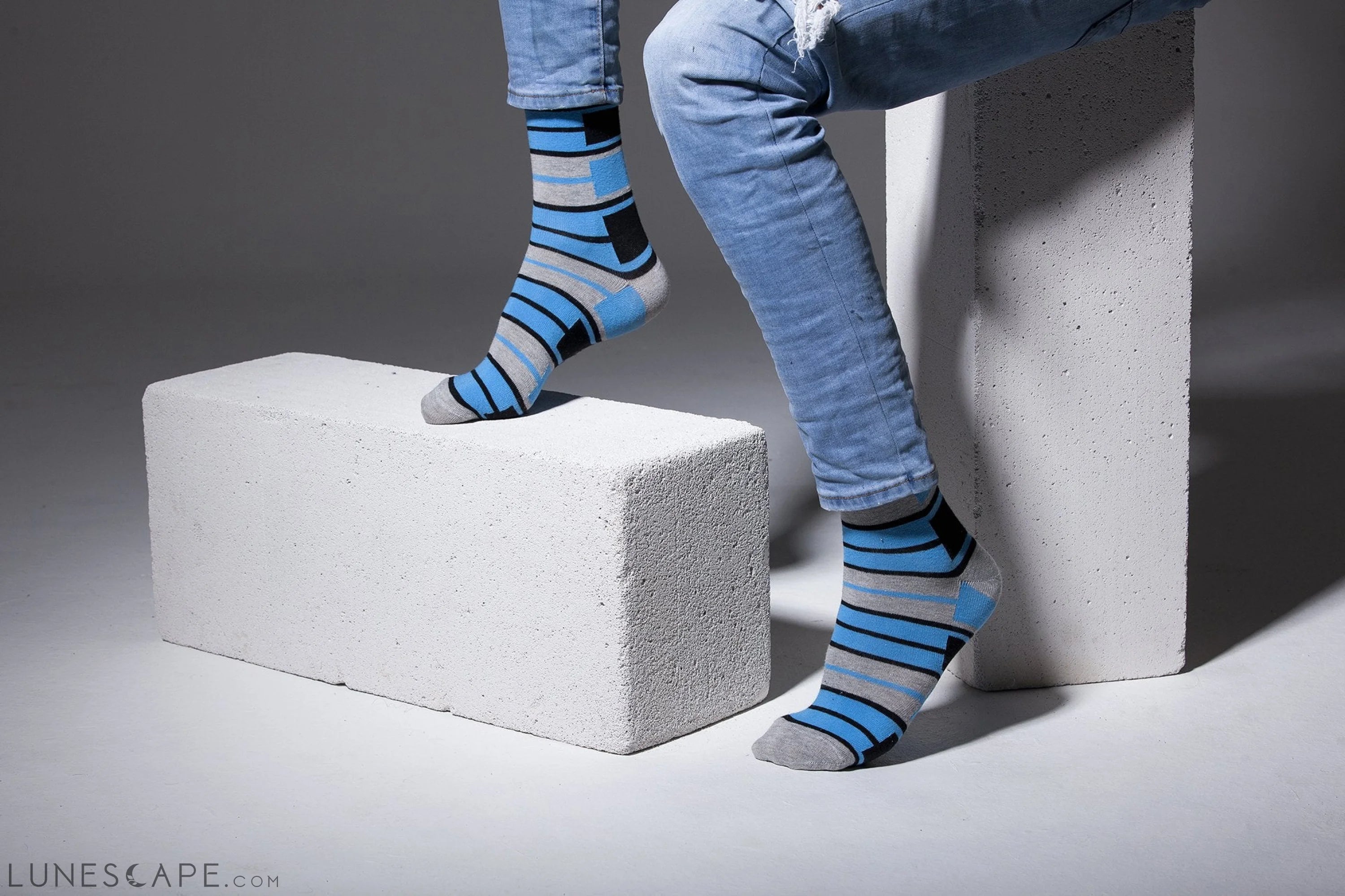 Men's Blue Patterned Socks LUNESCAPE
