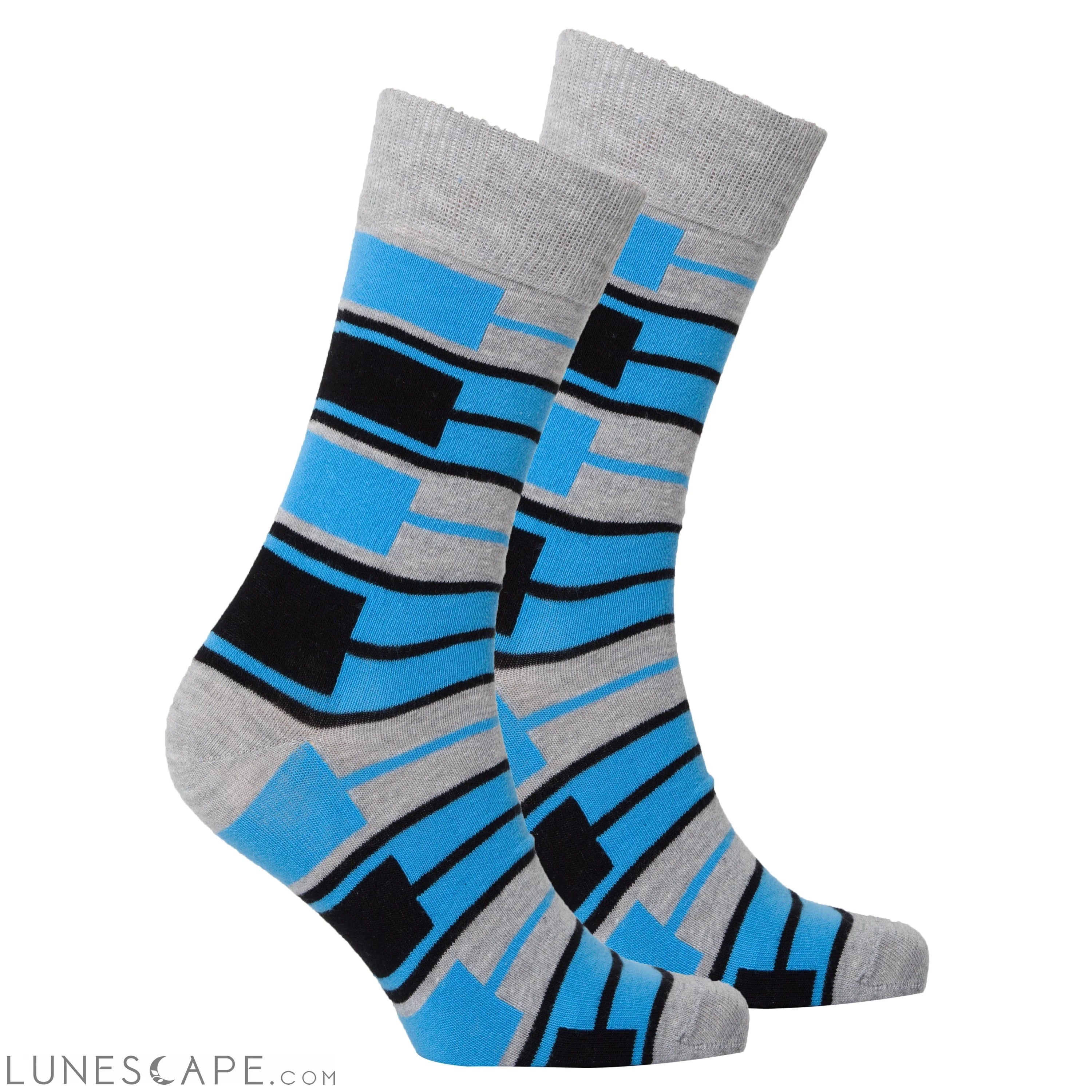 Men's Blue Patterned Socks LUNESCAPE