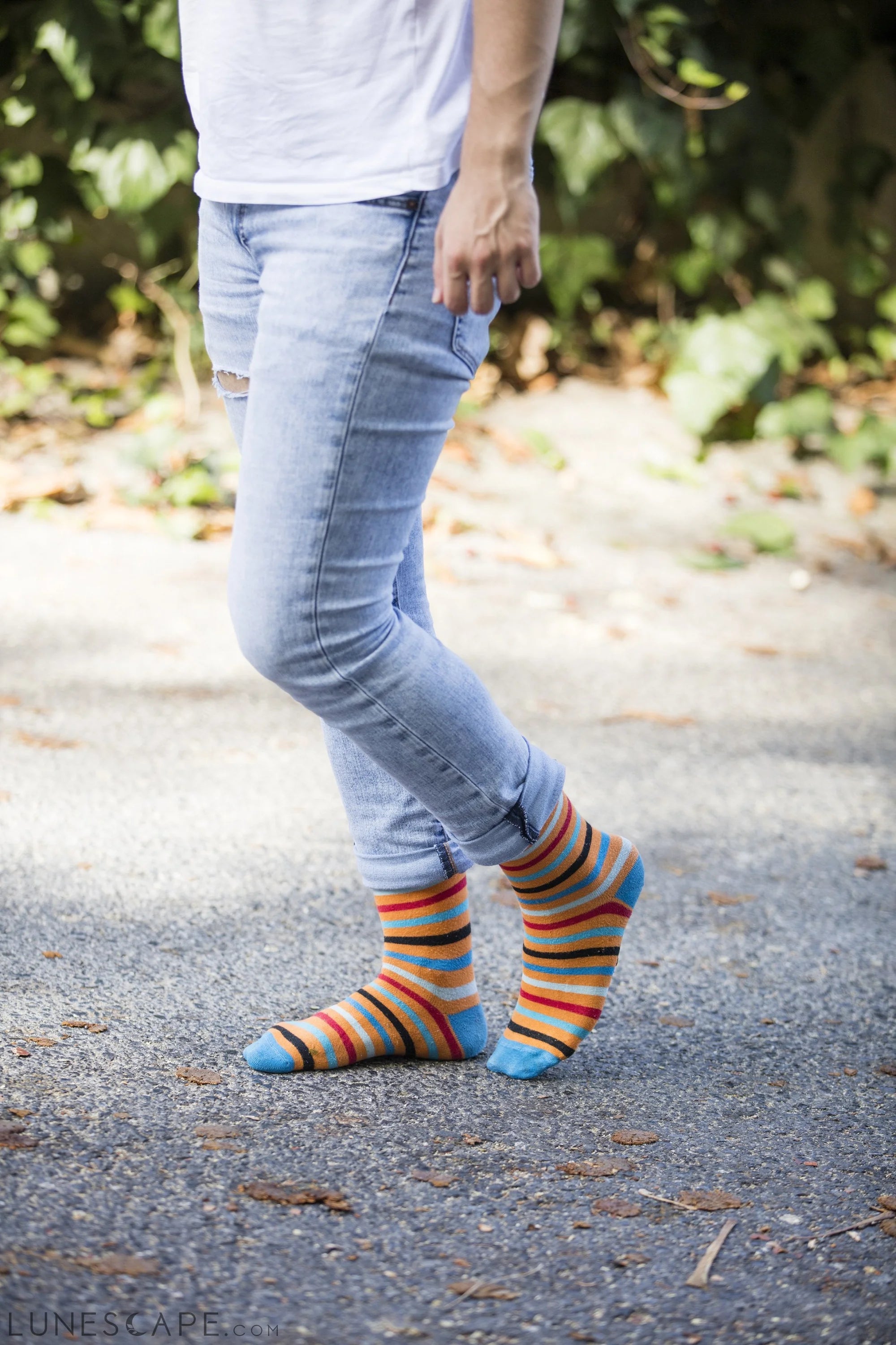Men's Blue Tiger Stripe Socks LUNESCAPE