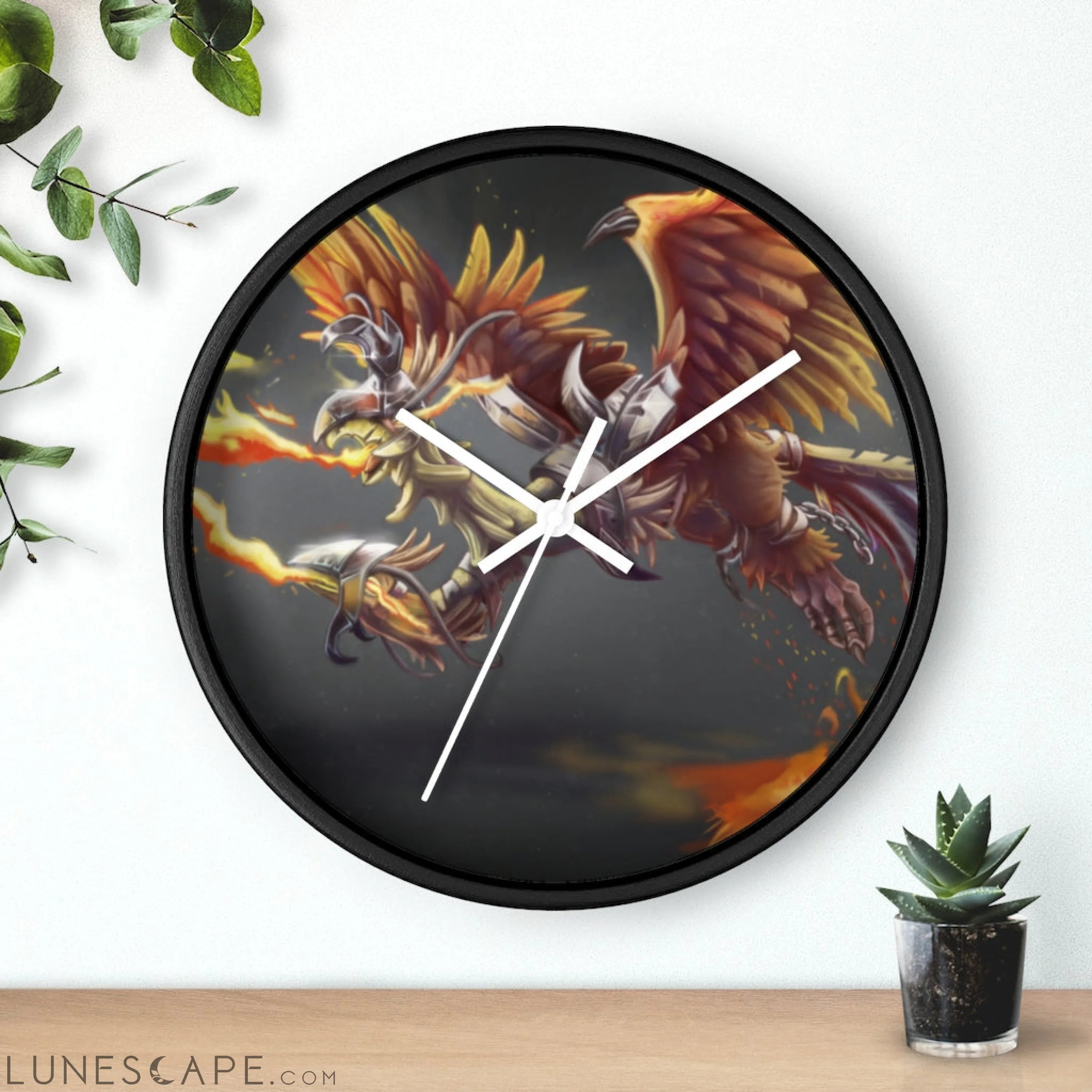 Merciless the Flaming SkyBird Wall clock LUNESCAPE