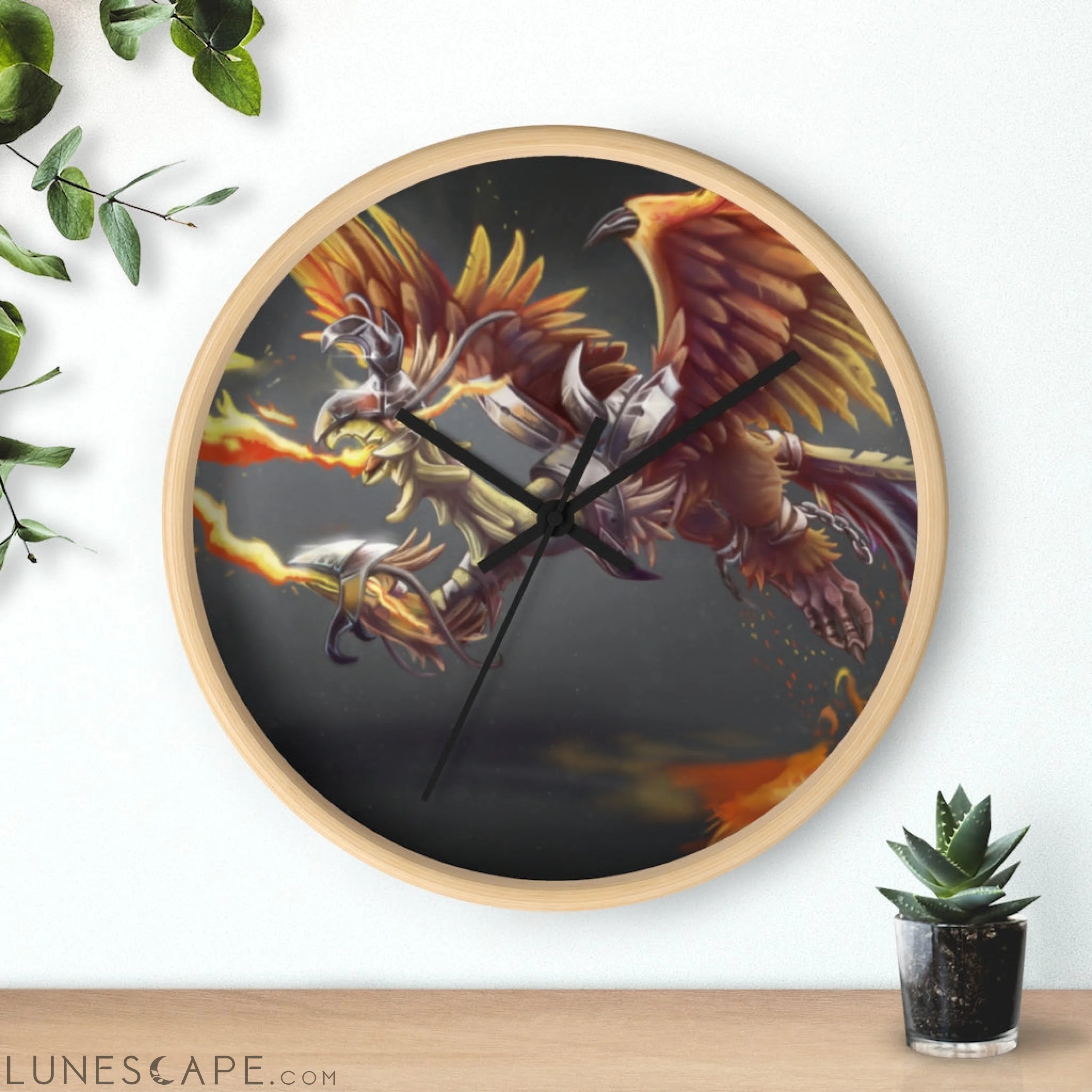 Merciless the Flaming SkyBird Wall clock LUNESCAPE
