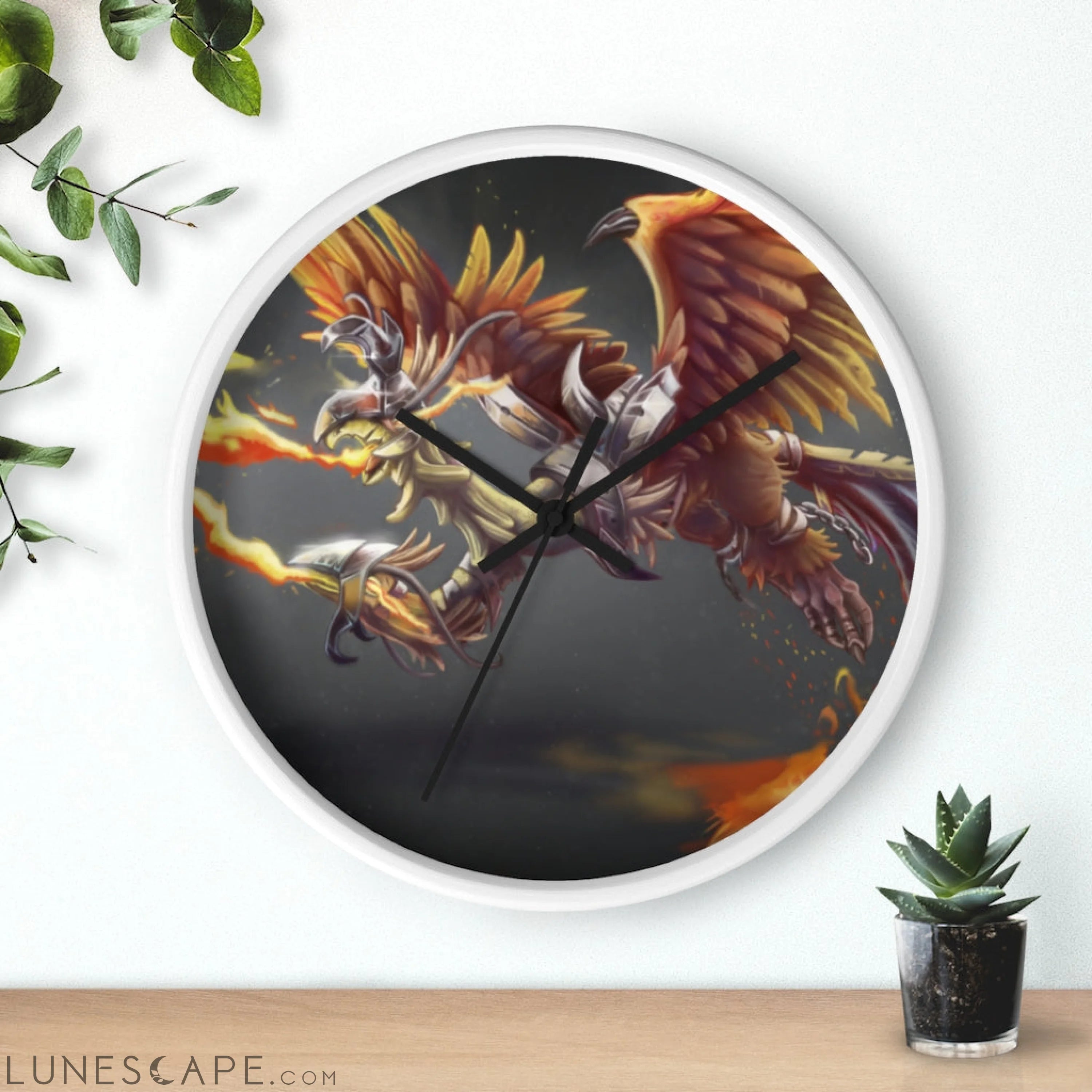 Merciless the Flaming SkyBird Wall clock LUNESCAPE