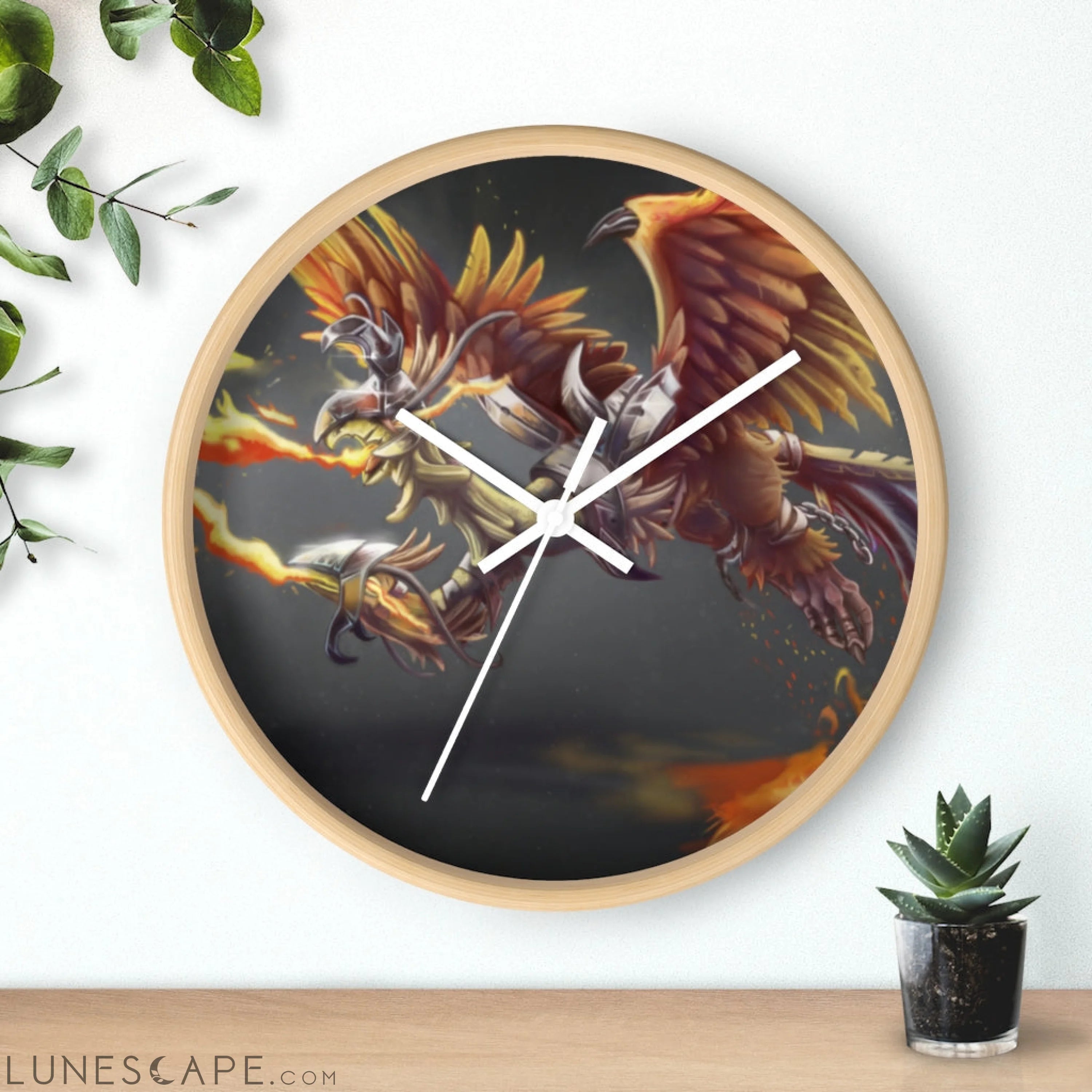 Merciless the Flaming SkyBird Wall clock LUNESCAPE