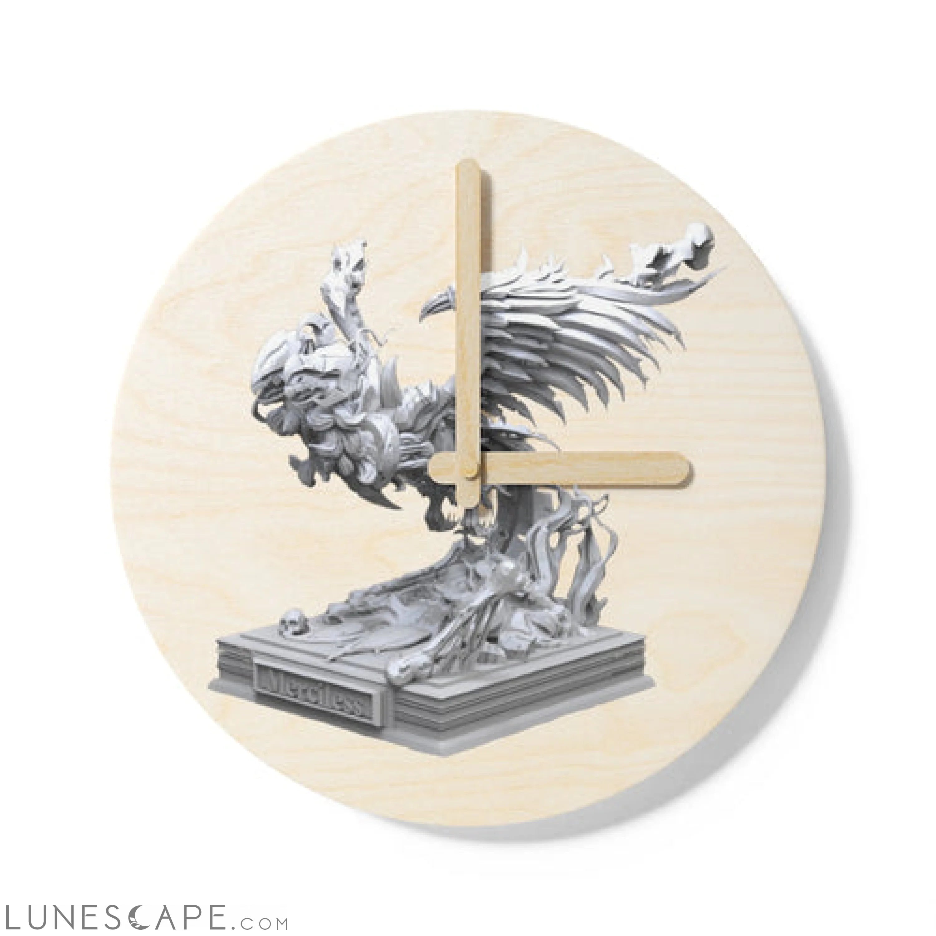 Merciless the Flaming SkyBird Wooden Wall Clock LUNESCAPE