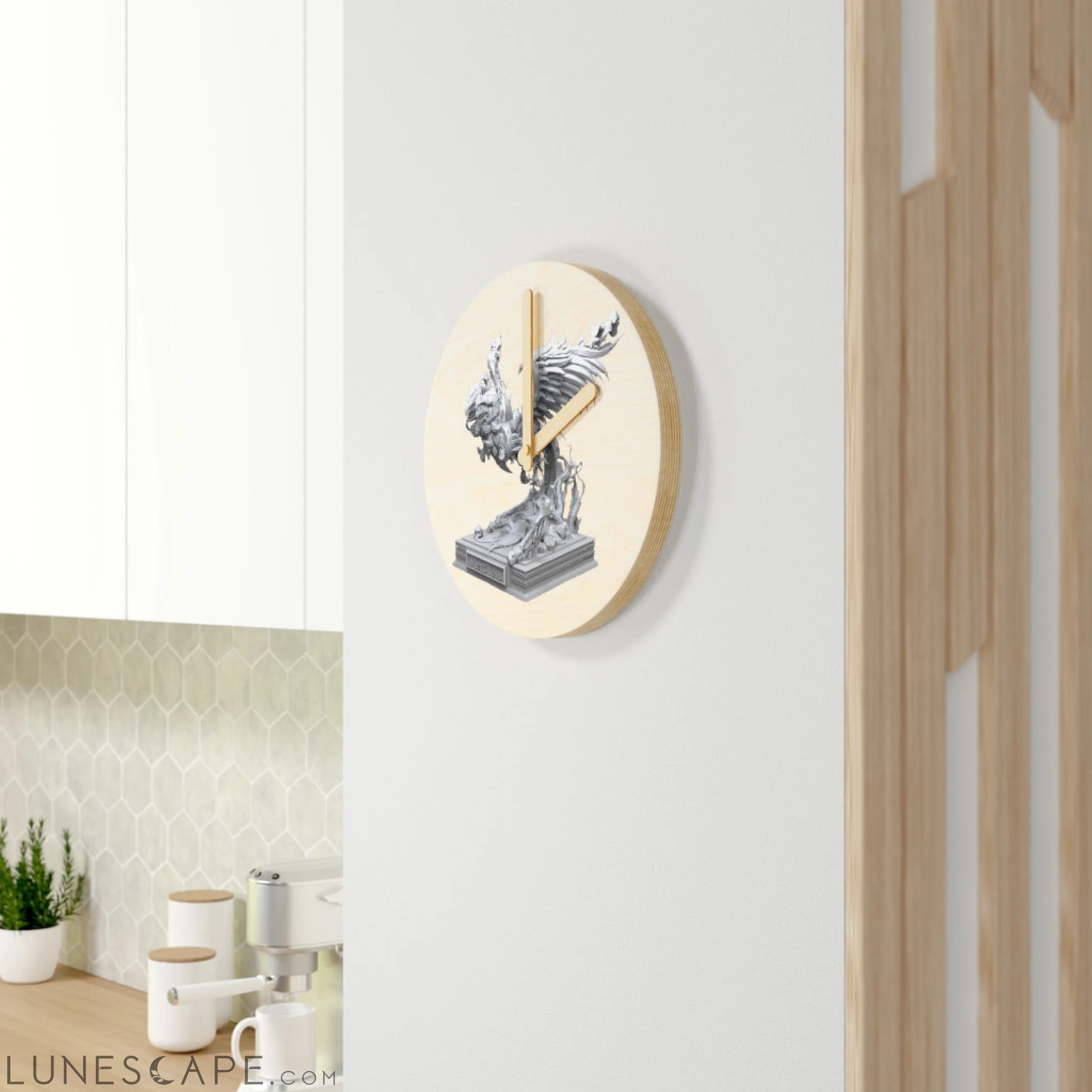 Merciless the Flaming SkyBird Wooden Wall Clock LUNESCAPE