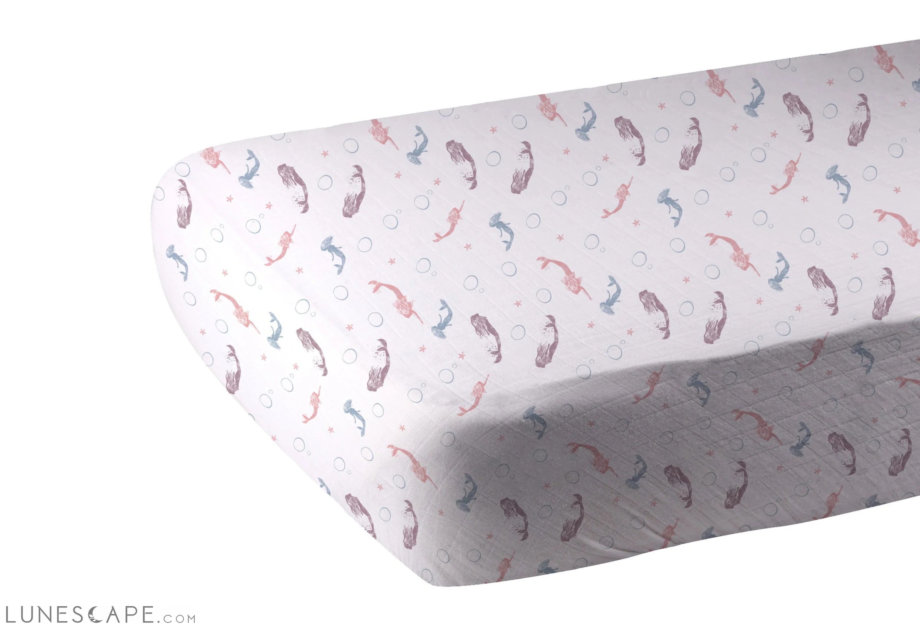 Mermaids Bamboo Muslin Crib Sheet LUNESCAPE