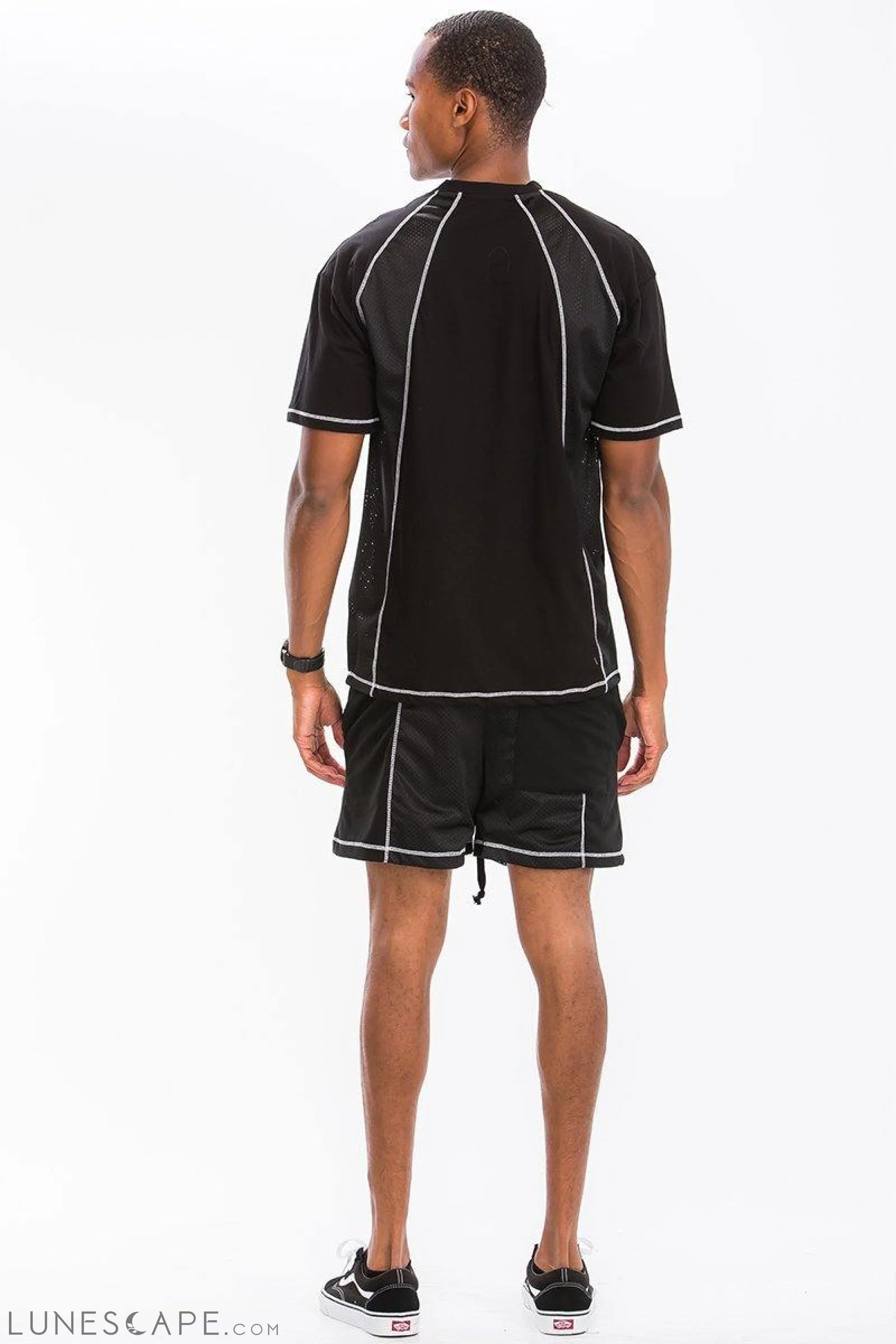 MESH BLACK & WHITE SHORTS SET LUNESCAPE