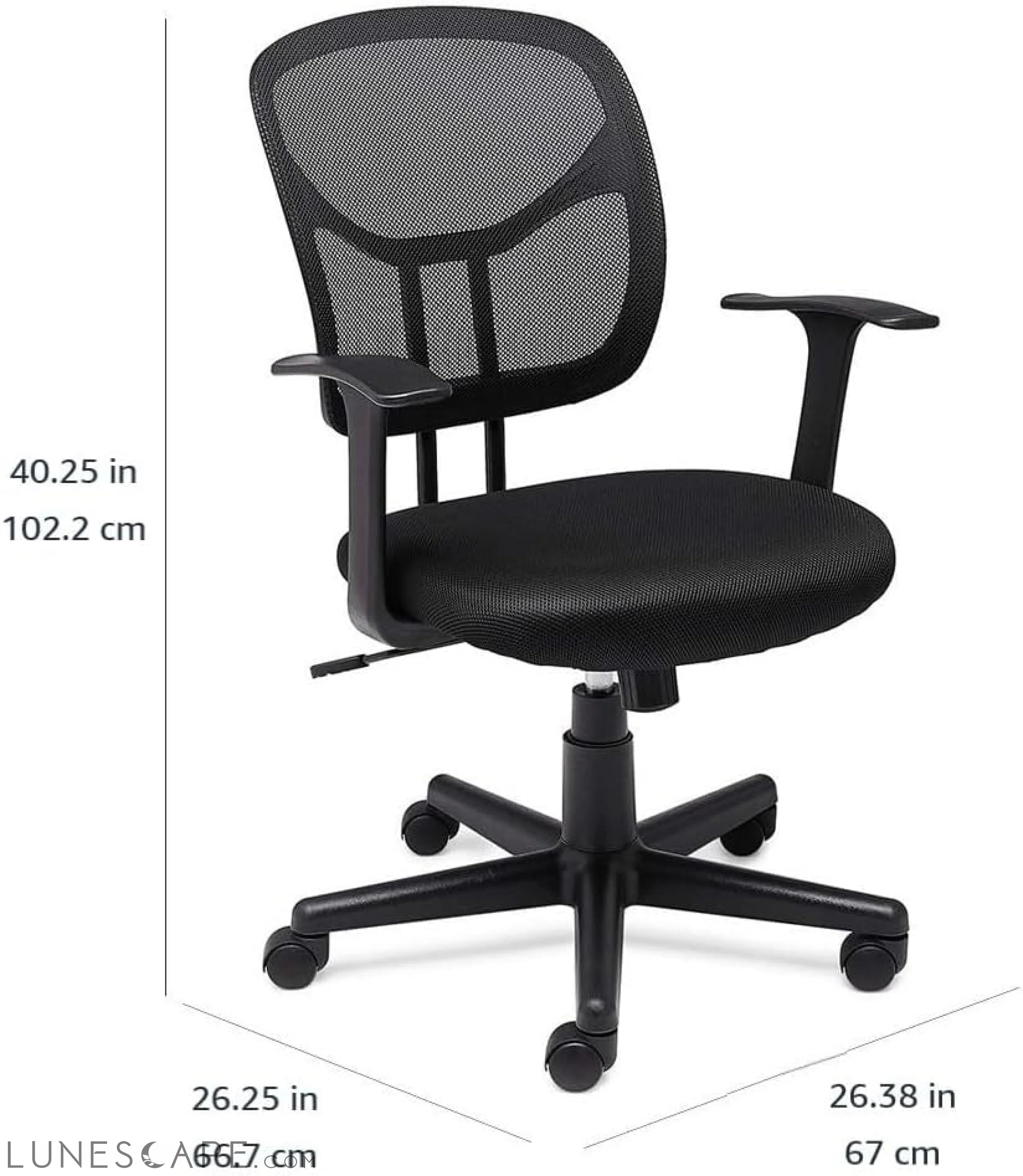 Mesh Mid-Back Adjustable-Height 360-Degree Swivel Office Desk Chair LUNESCAPE