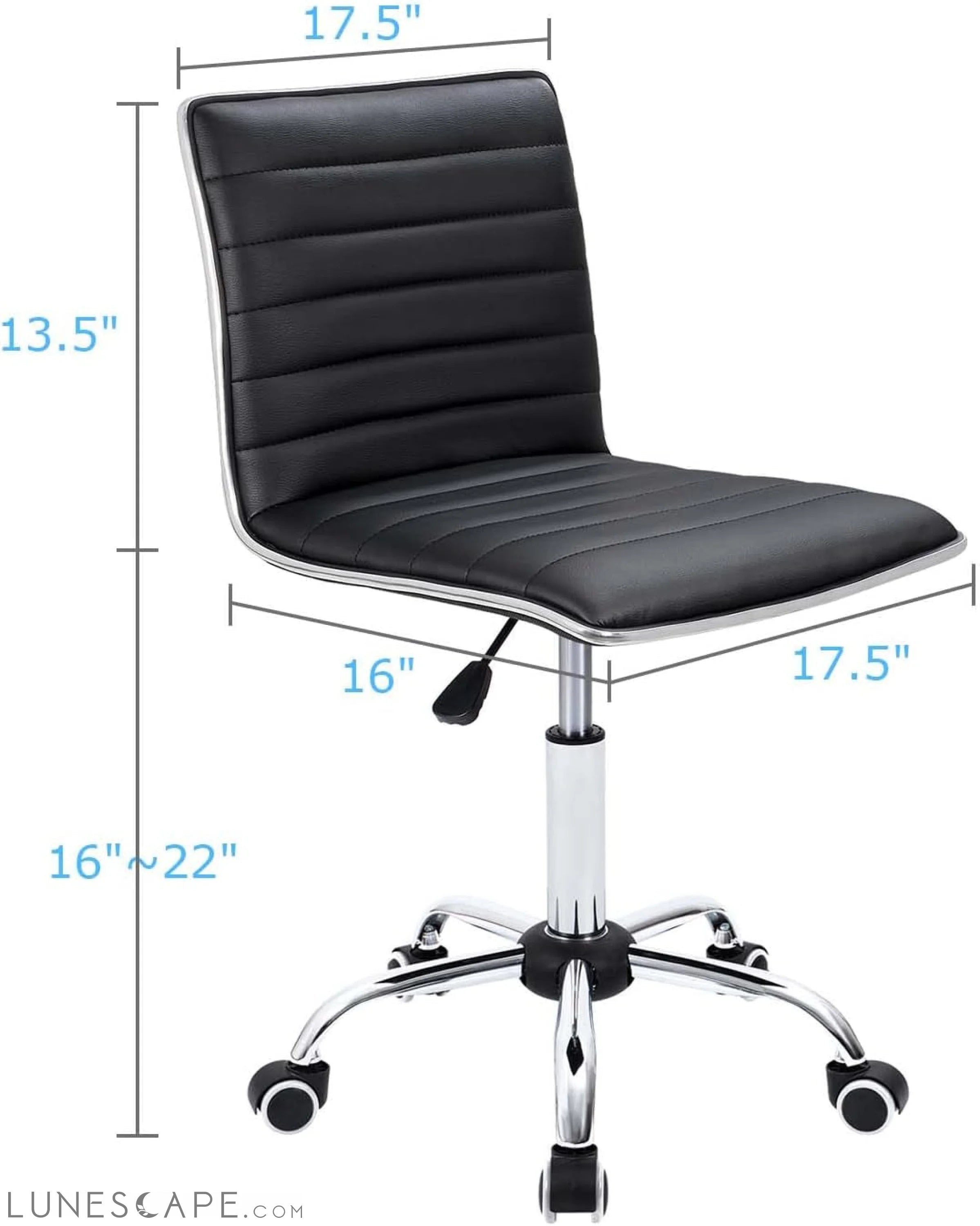 Mid Back Task Chair, Low Back Leather Swivel Office Chair, Vanity LUNESCAPE