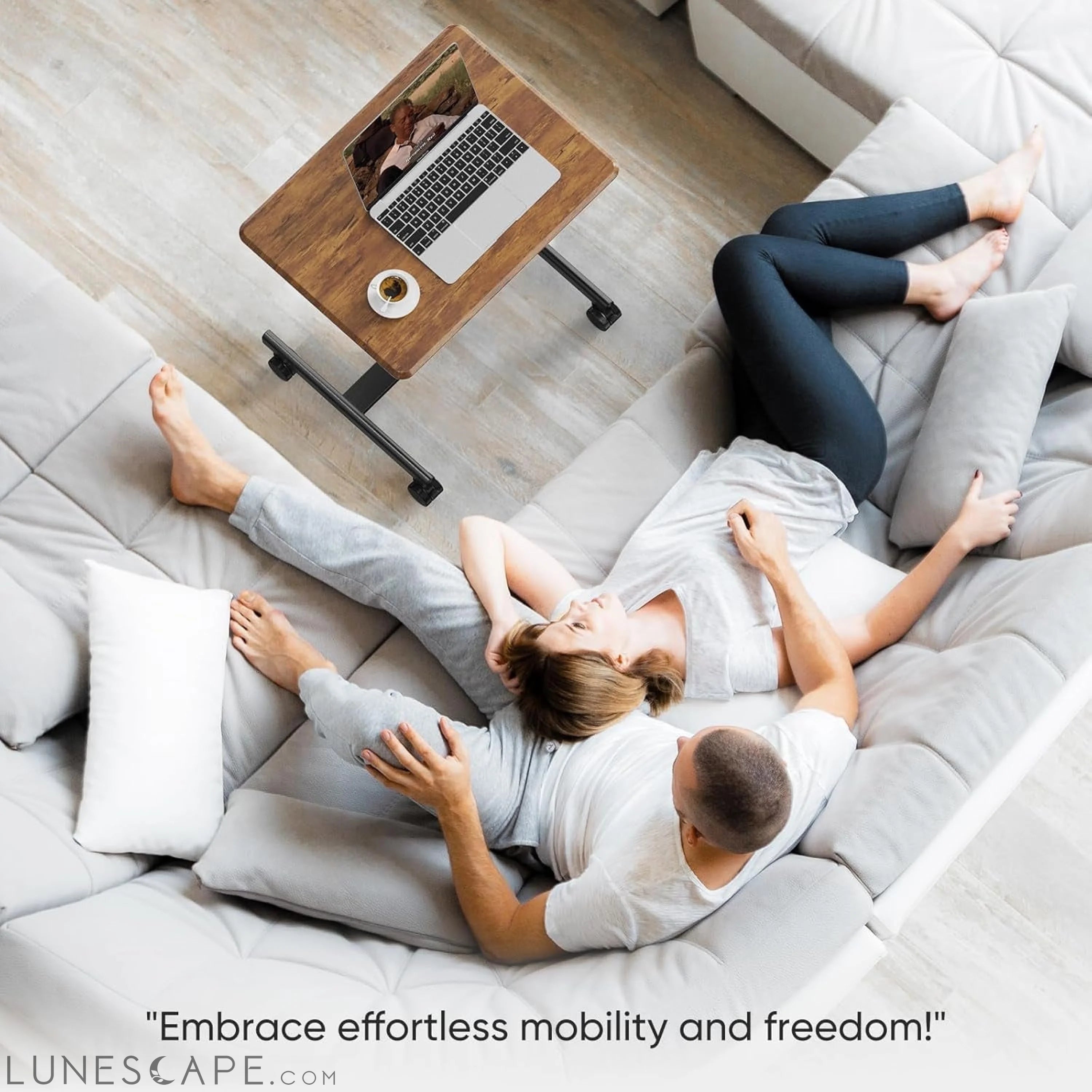 Mobile Small Stading Desk - Sit Stand Desk, Portable Rolling Laptop LUNESCAPE