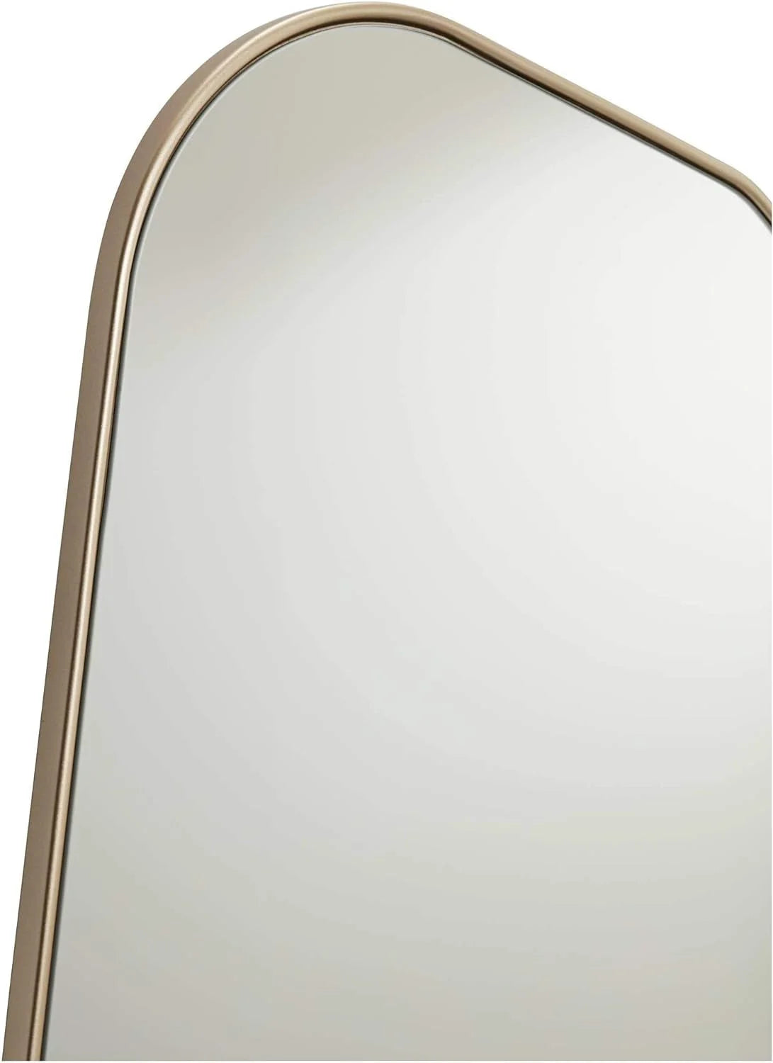 Modern Asymmetrical Curved Corner Champagne Gold Frame Vanity Mirror - LUNESCAPE