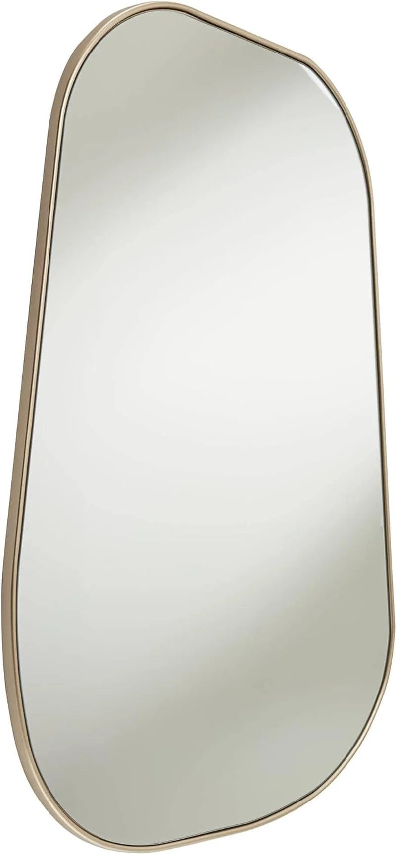 Modern Asymmetrical Curved Corner Champagne Gold Frame Vanity Mirror - LUNESCAPE