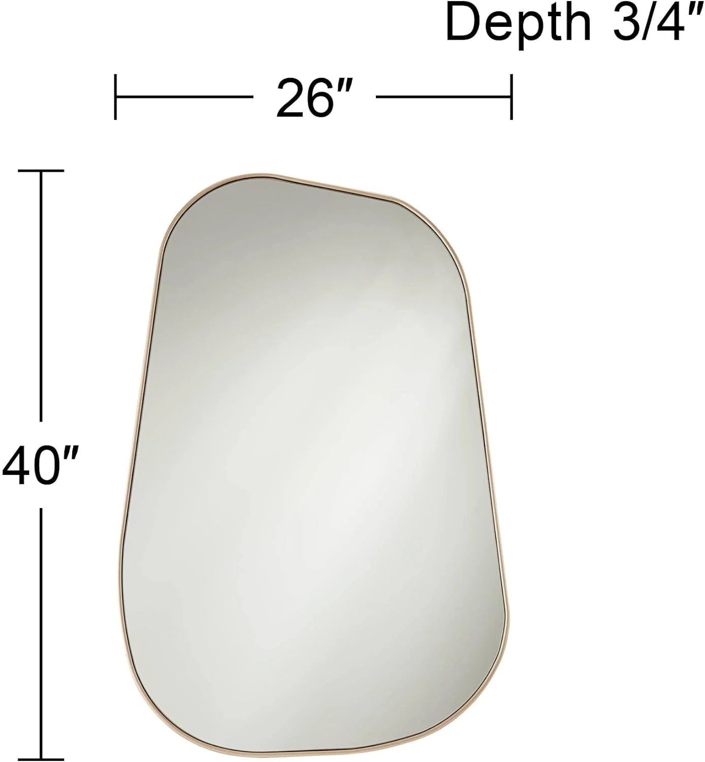 Modern Asymmetrical Curved Corner Champagne Gold Frame Vanity Mirror - LUNESCAPE