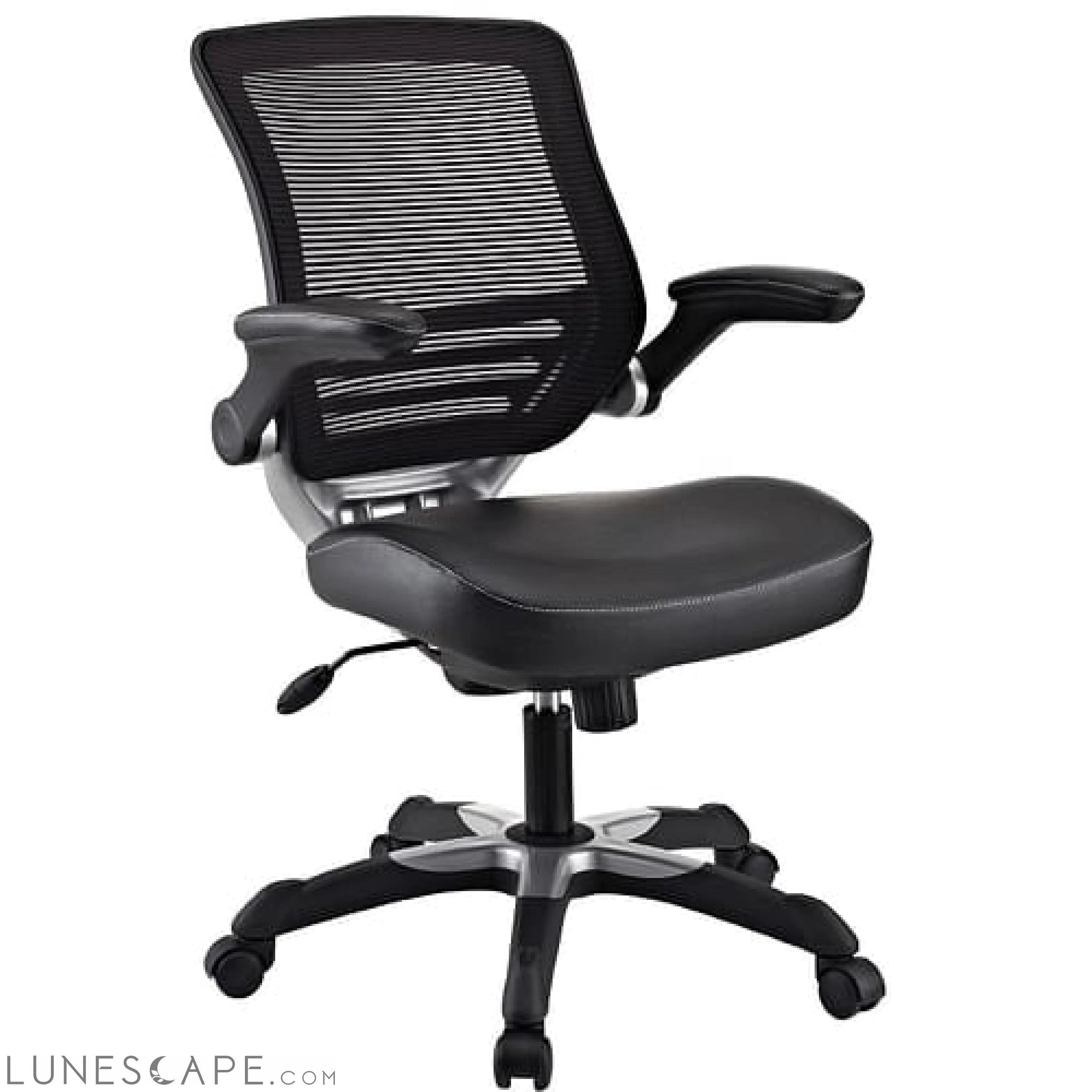 Modern Black Mesh Back Ergonomic Office Chair with Flip-up Arms LUNESCAPE