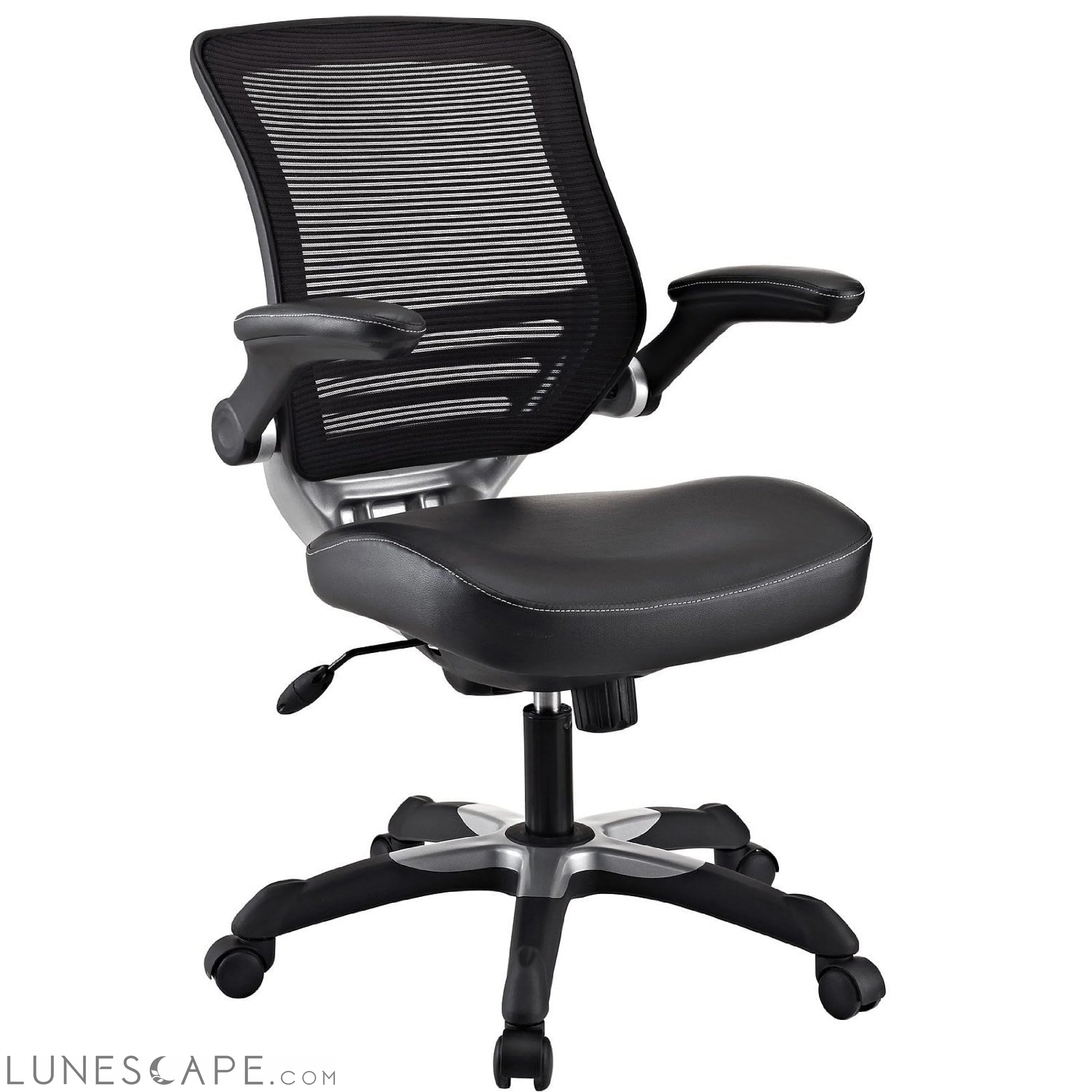 Modern Black Mesh Back Ergonomic Office Chair with Flip-up Arms LUNESCAPE
