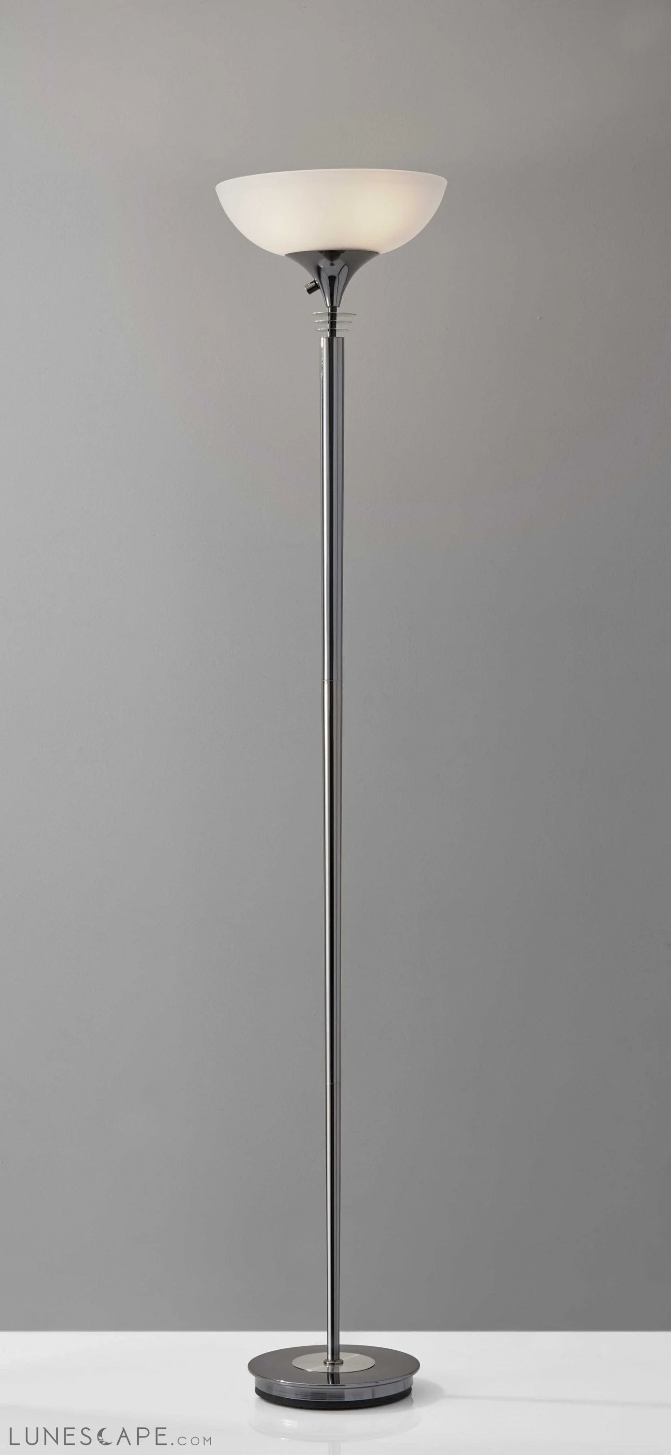 Modern Black Nickel Thick Pole Torchiere Floor Lamp LUNESCAPE