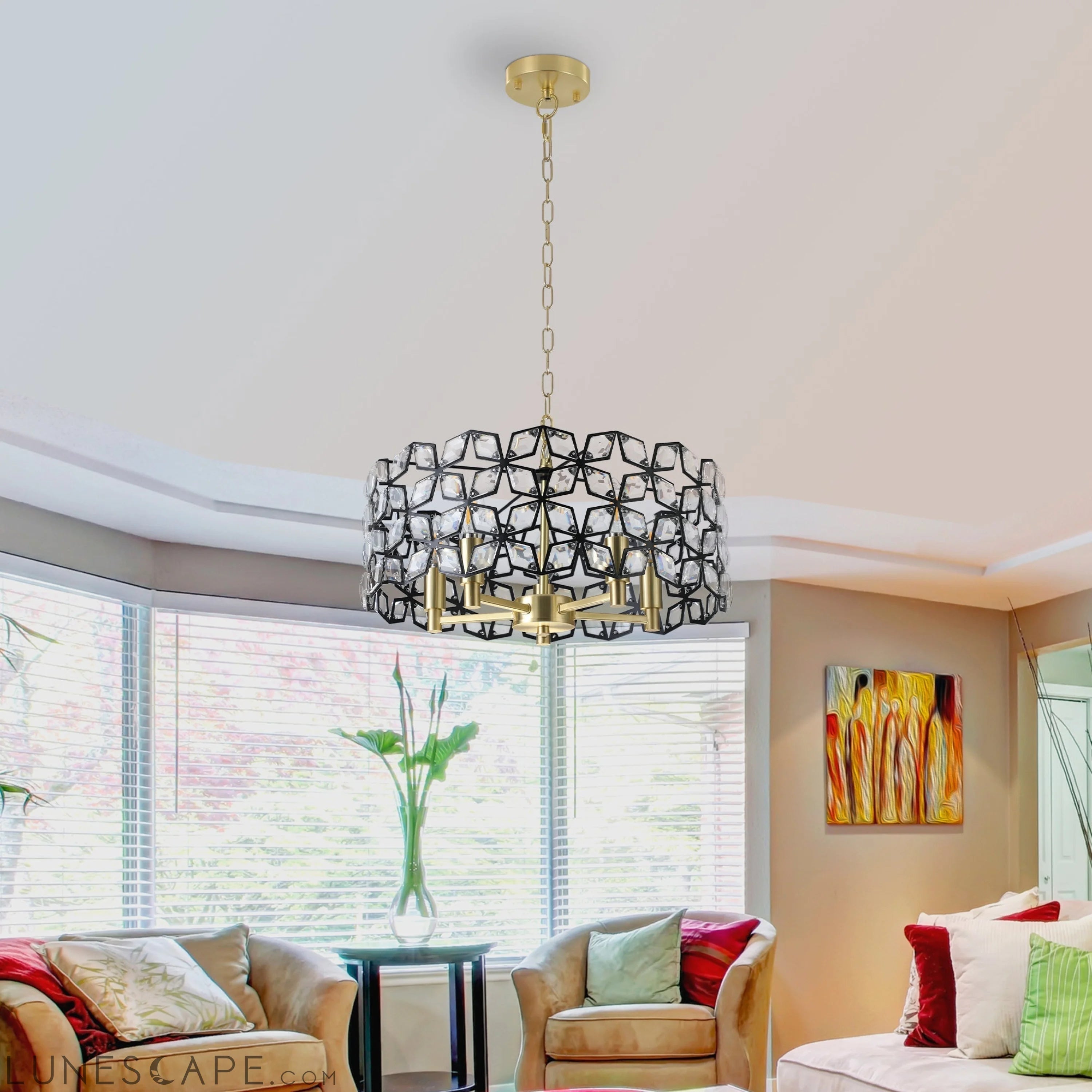 Modern Crystal Chandelier for Living-Room Round Cristal Lamp Luxury LUNESCAPE