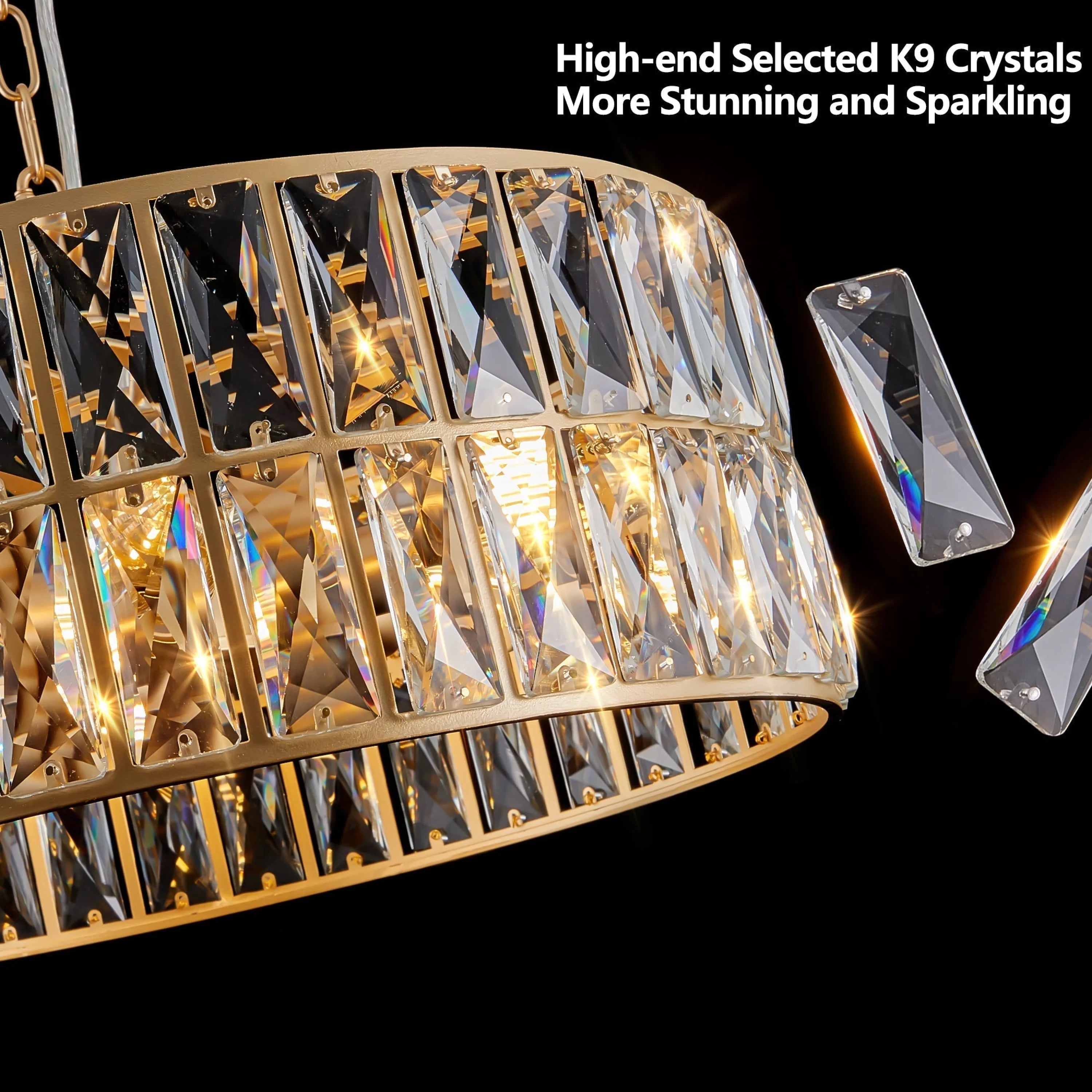 Modern Crystal Drum Chandelier, 6-Light Pendant Lighting Fixture with LUNESCAPE